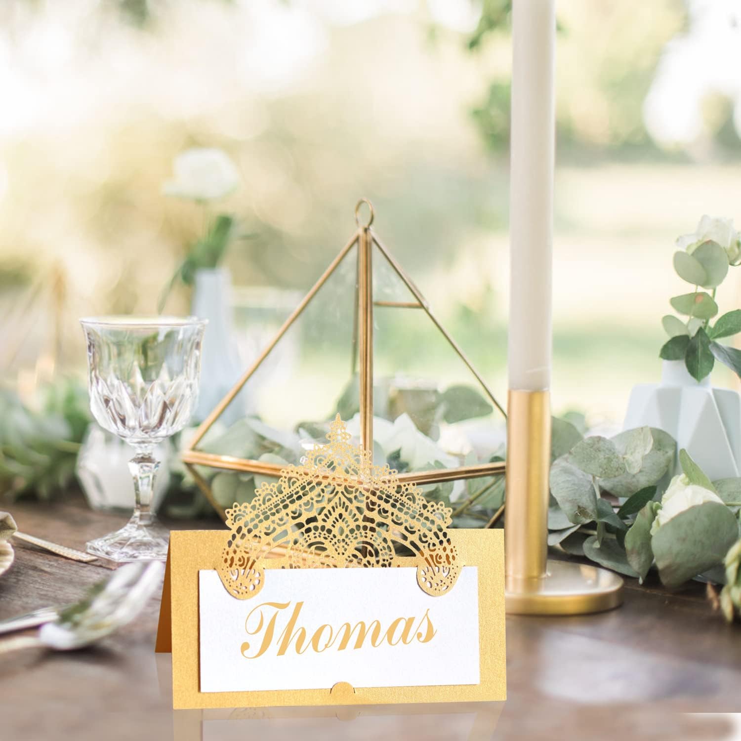 50 PCS Gold Tented Wedding Place Cards Blank Cardstock for Parties