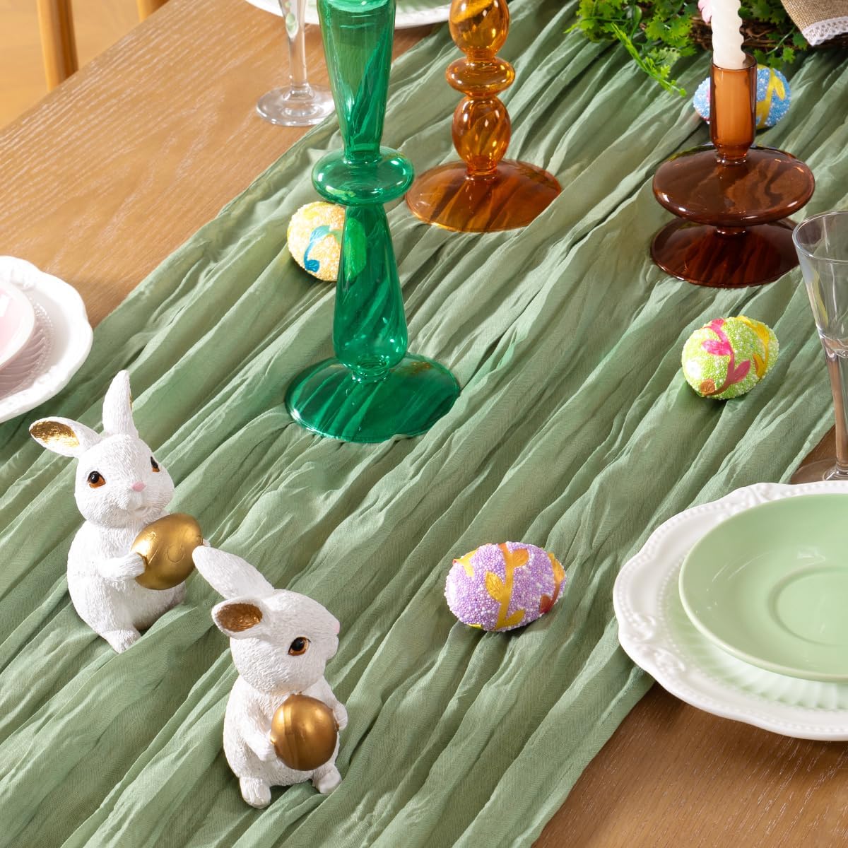Sage Green Cheesecloth Table Runner Set Of 12