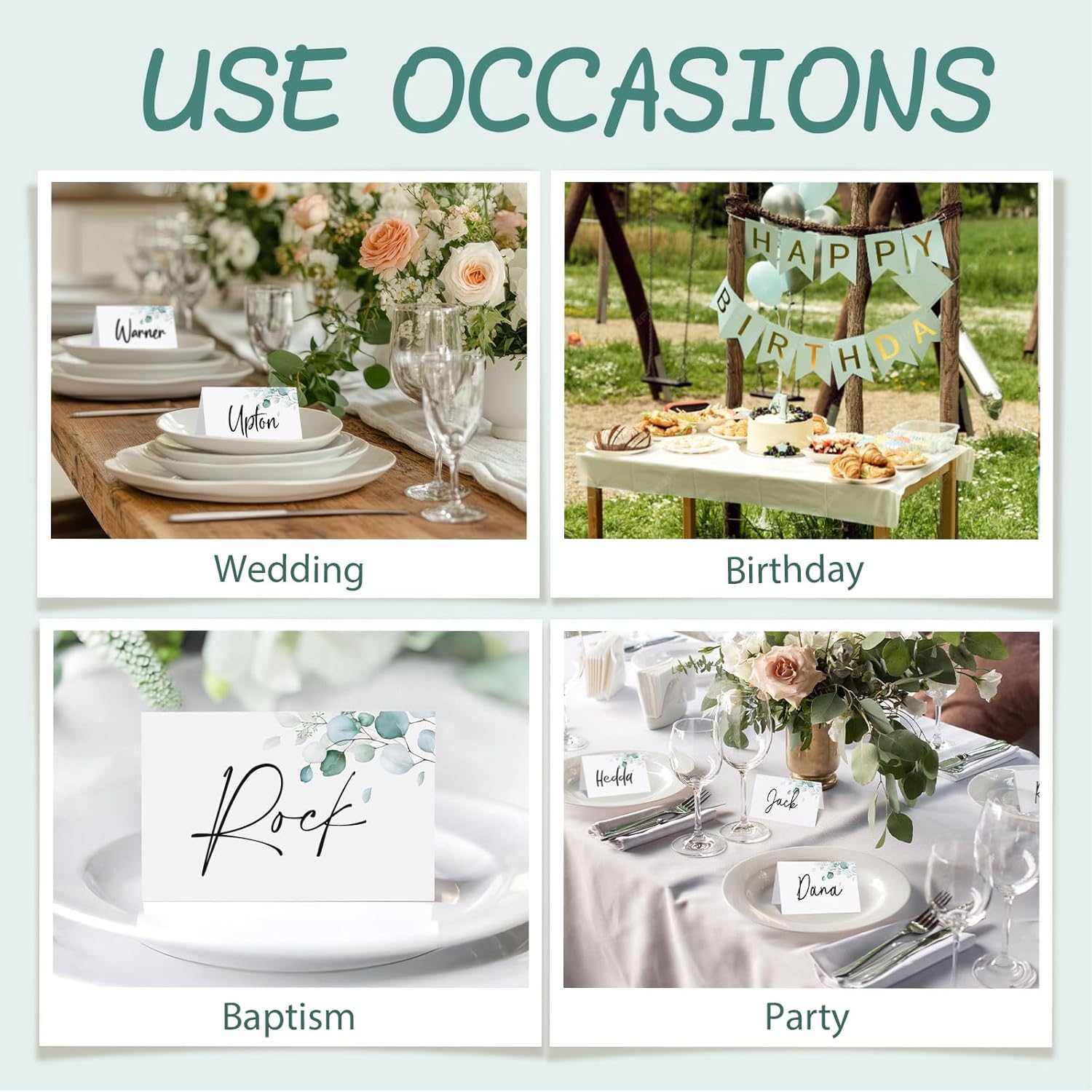 100pcs Eucalyptus Leaf Place Cards for Wedding Reception and Events