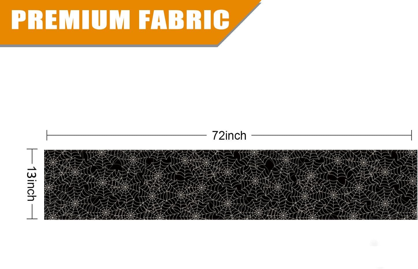 Halloween Table Runner Spider Web Black Linen 13x72 Inch