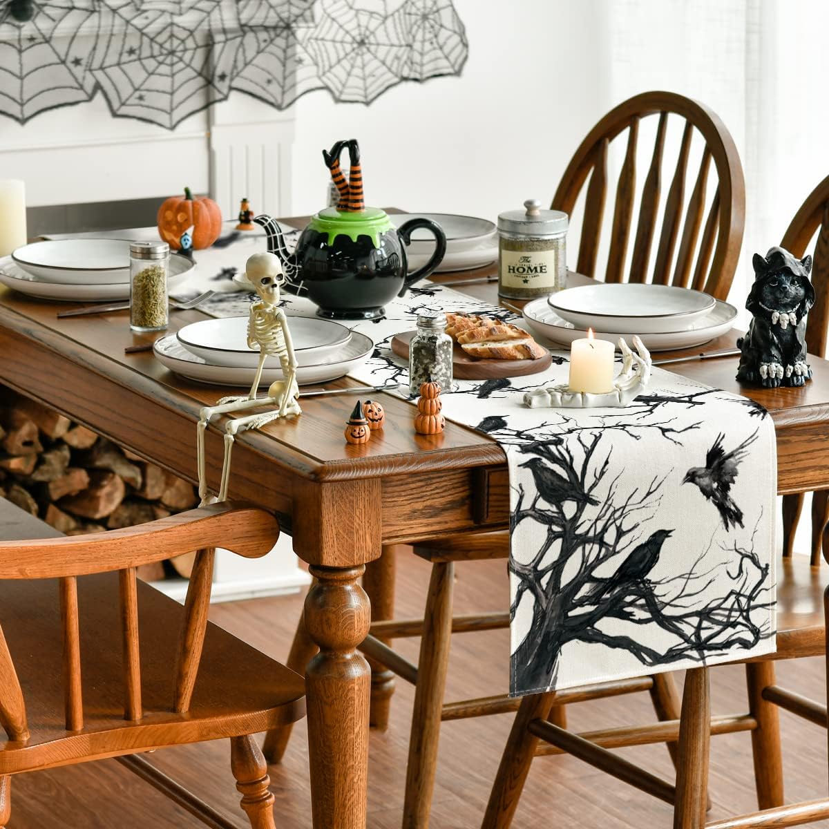 Artoid Mode Silhouette Tree Crows Halloween Table Runner