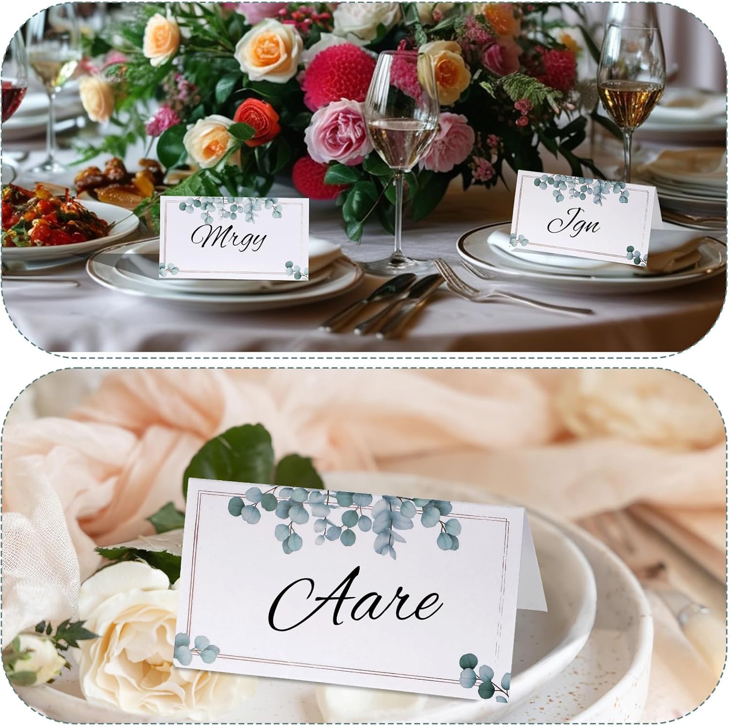 Zyghjort 50 Pcs Folding Place Cards for Weddings and Parties