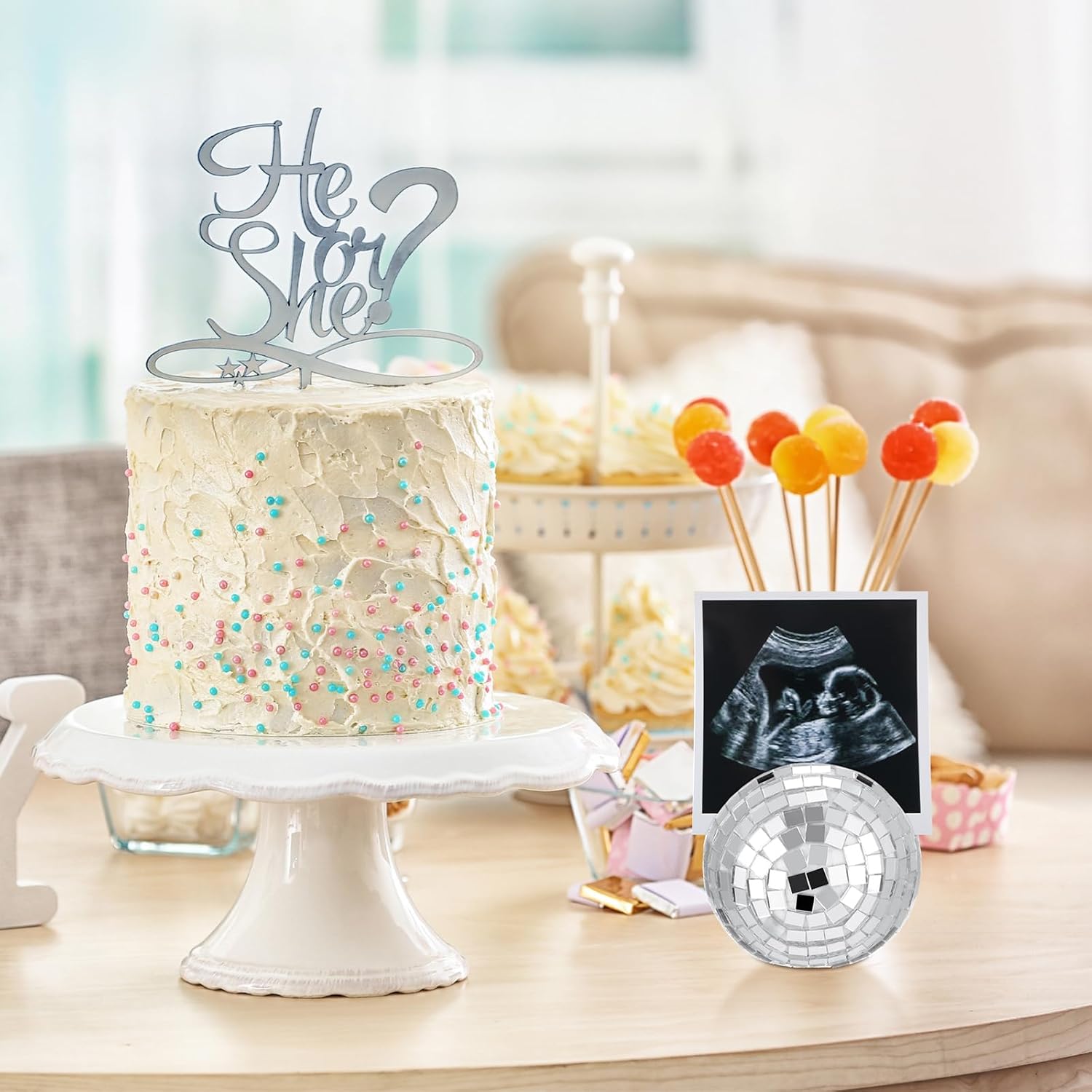 12 Pcs Silver Disco Ball Place Card Holders for Wedding Party