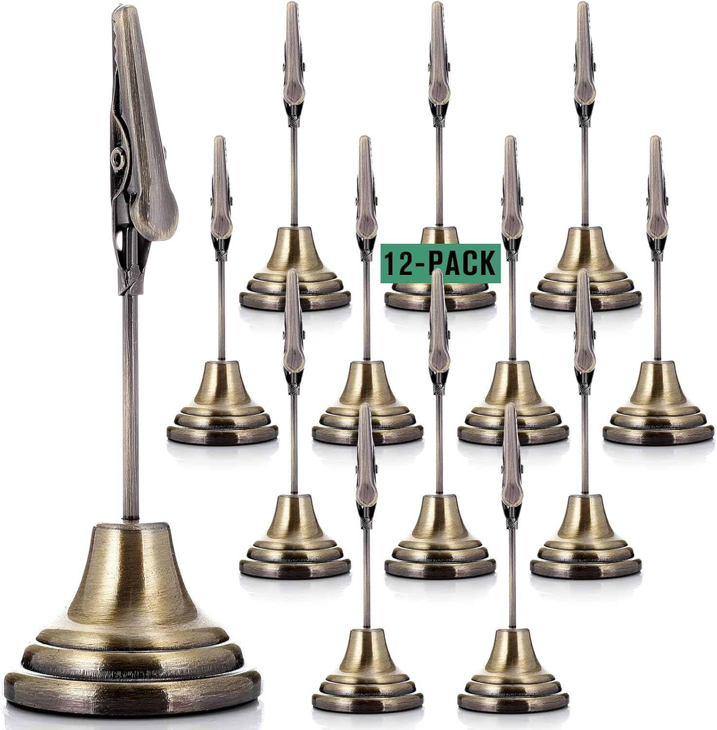 Marspark 12 Pcs Green Bronze Table Number Holders