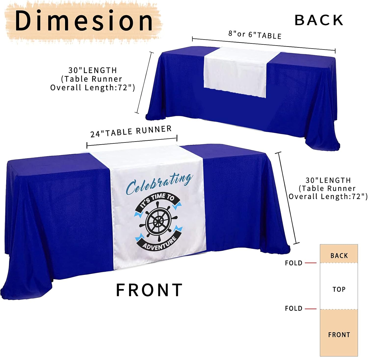 Custom Table Runner 36x72 with Business Logo or Text