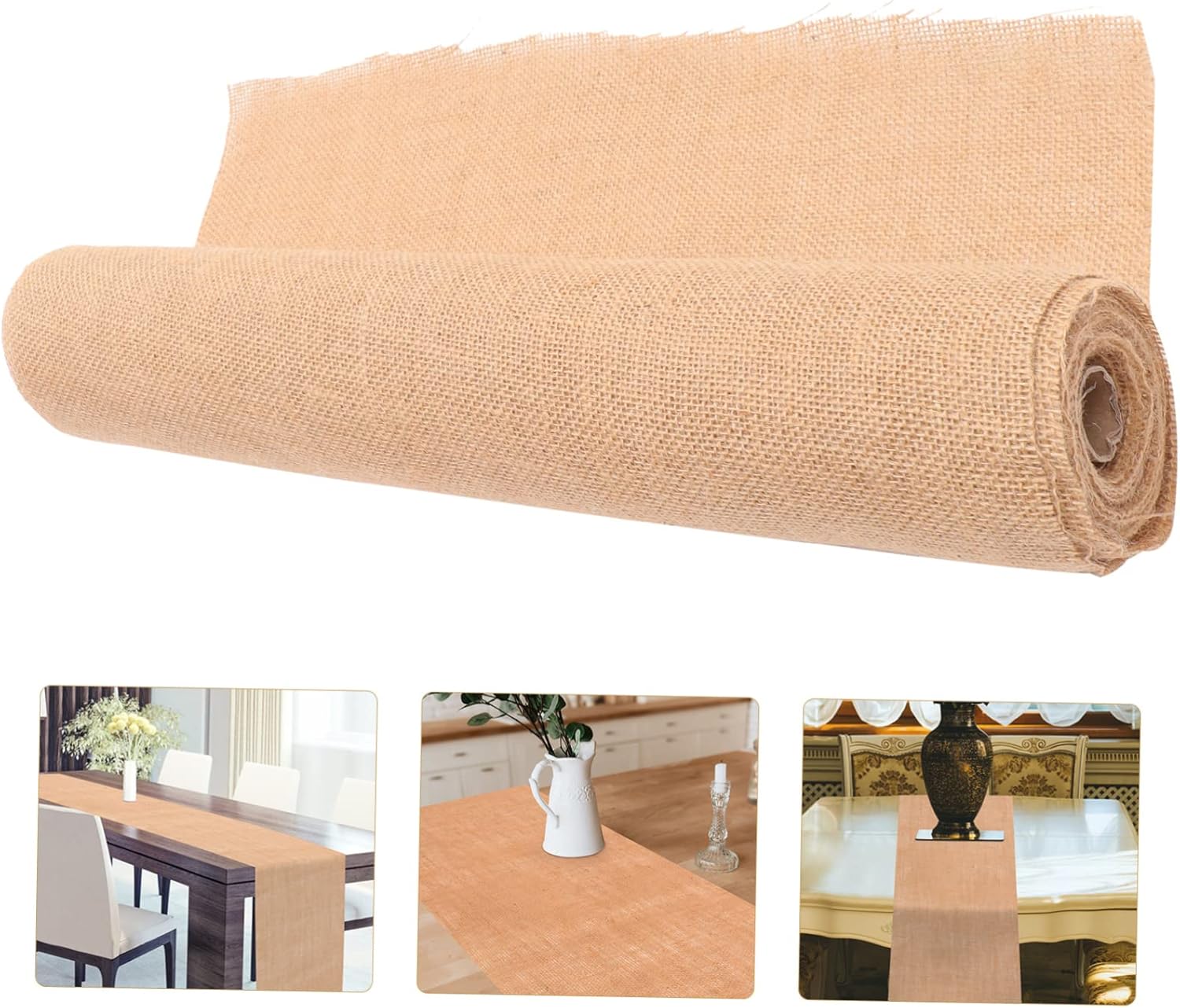 GRIRIW Natural Linen Table Runner Roll Reusable Party Decor Cover