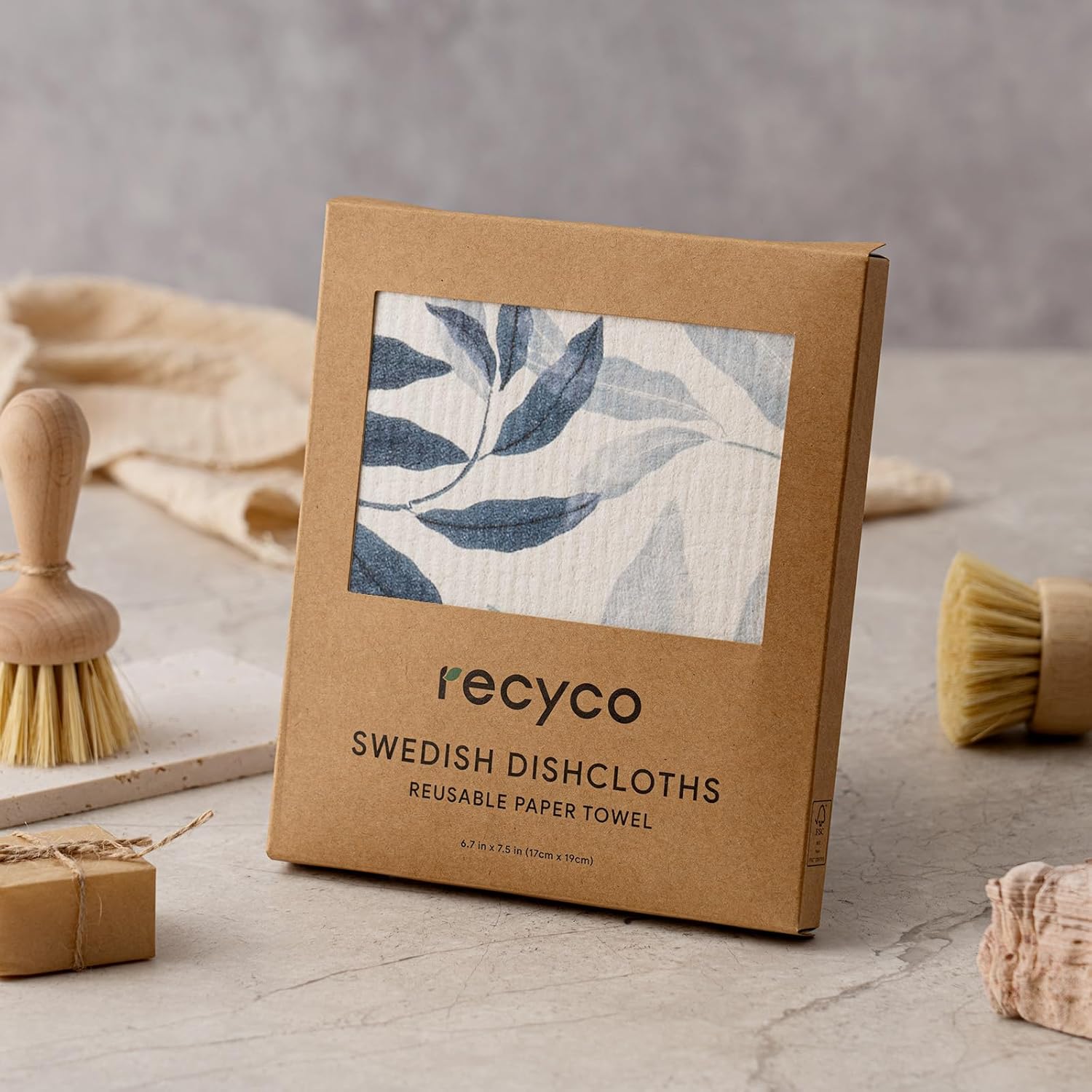 RECYCO 6 Pack Foggy Blue Swedish Dishcloths