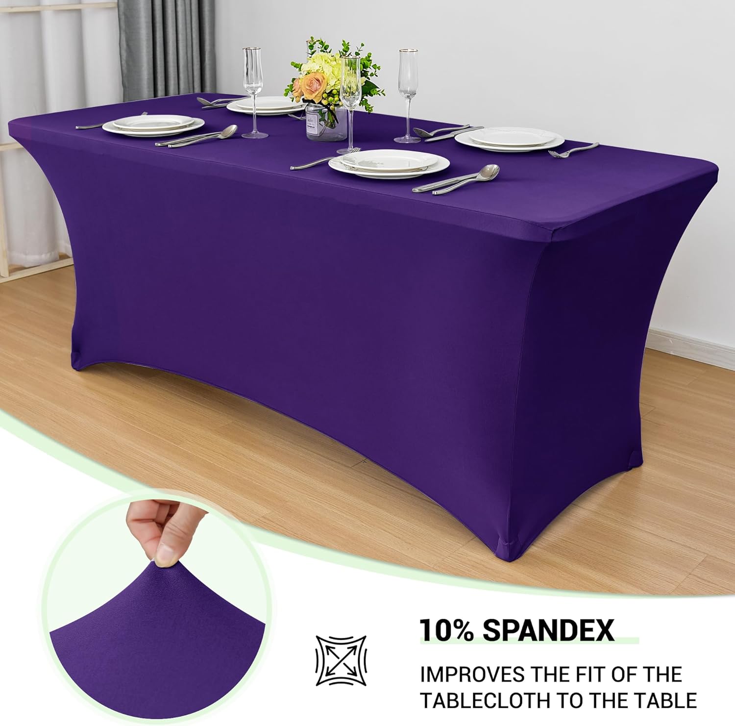 Obstal 6 Pack Stretch Spandex Table Covers for 6 Foot Tables