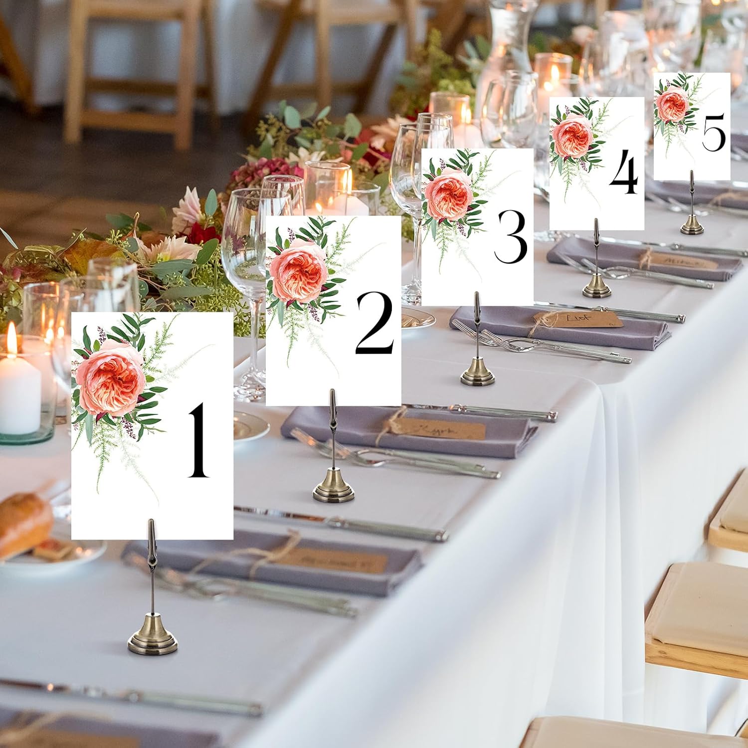 Marspark 12 Pcs Green Bronze Table Number Holders