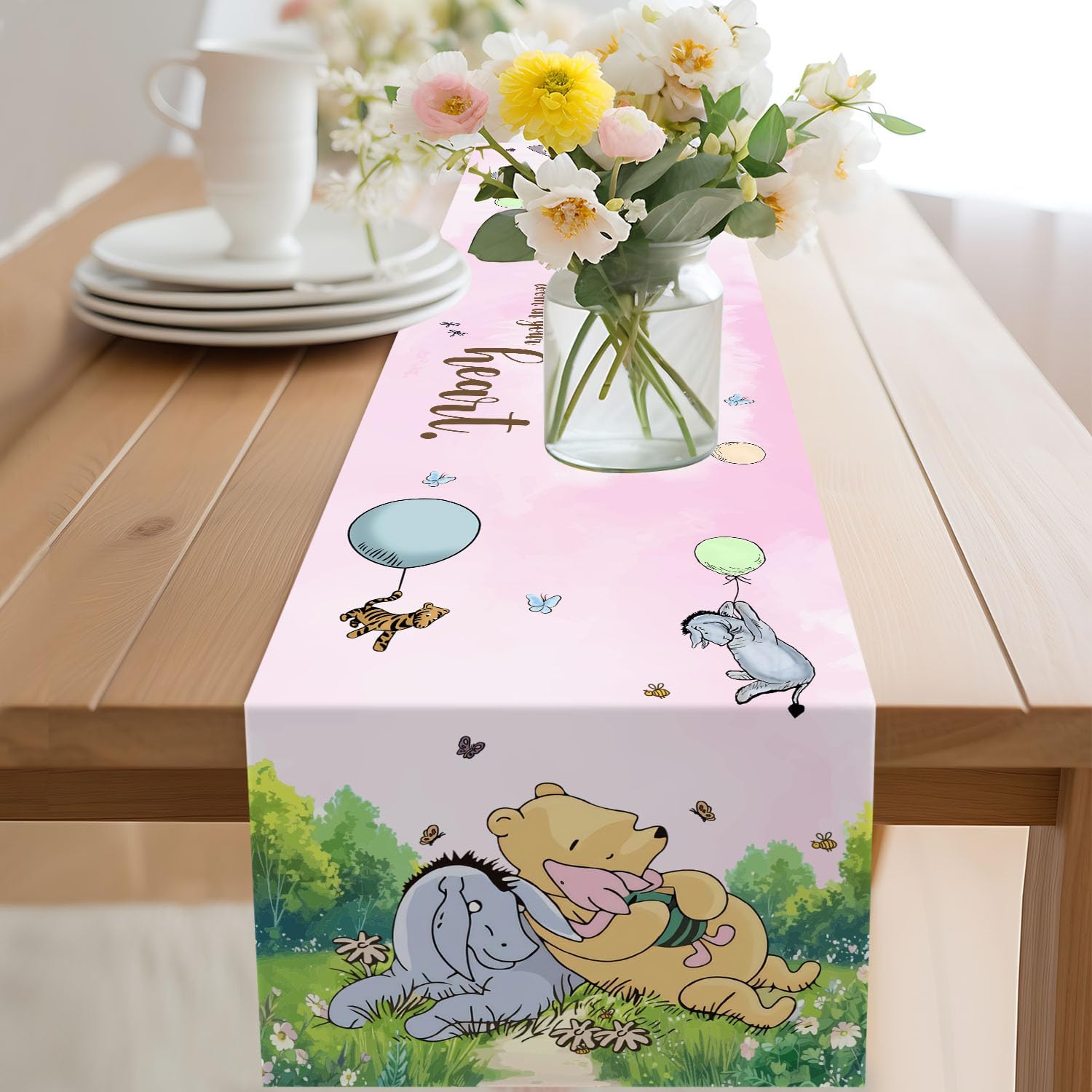 Winnie the Pooh Baby Shower Tablecloth 13x72 Inches