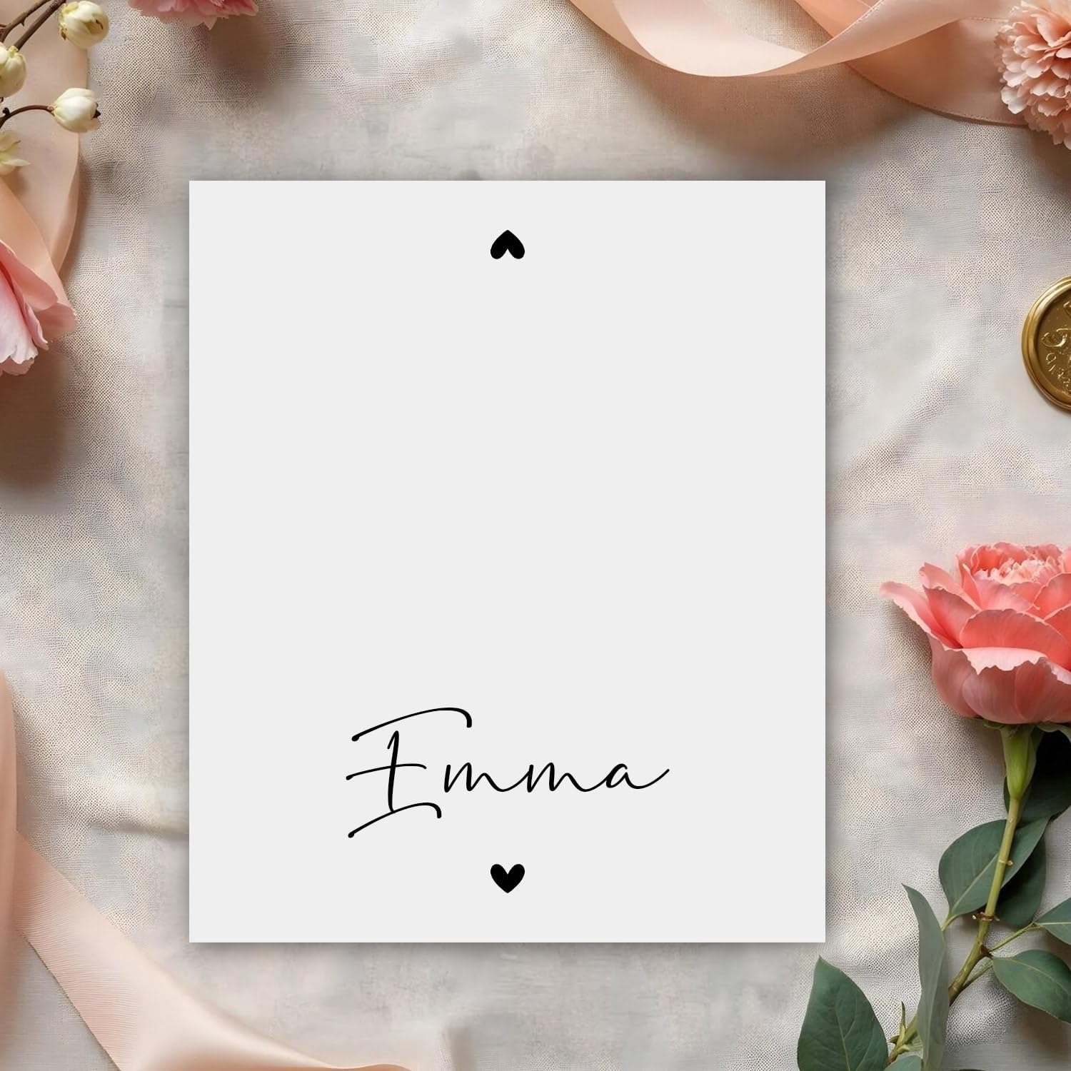 Black Heart Place Cards Set of 25 for Events