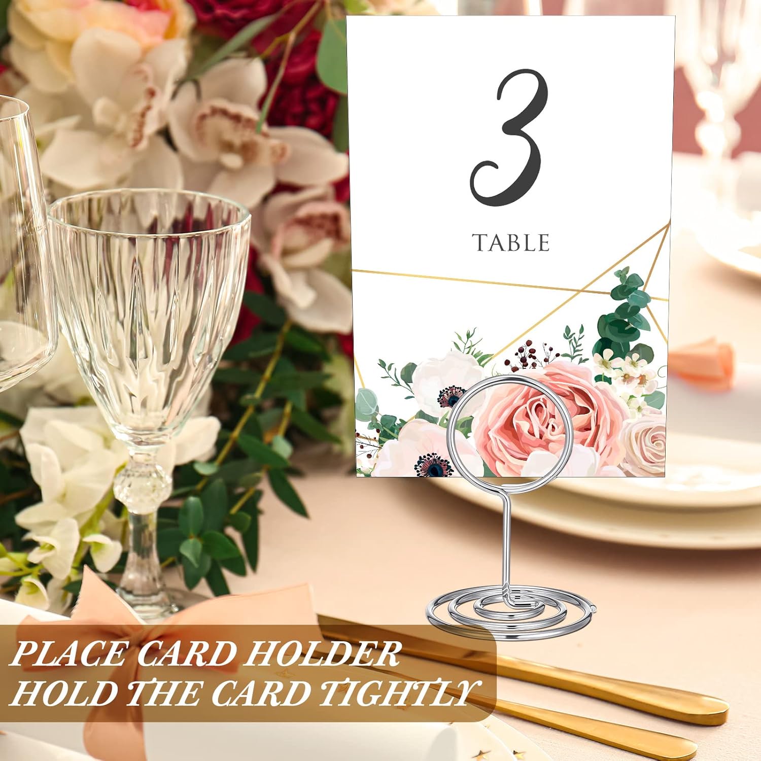 100 Mini Place Card Holders - 2 Inch Silver Table Number Stands