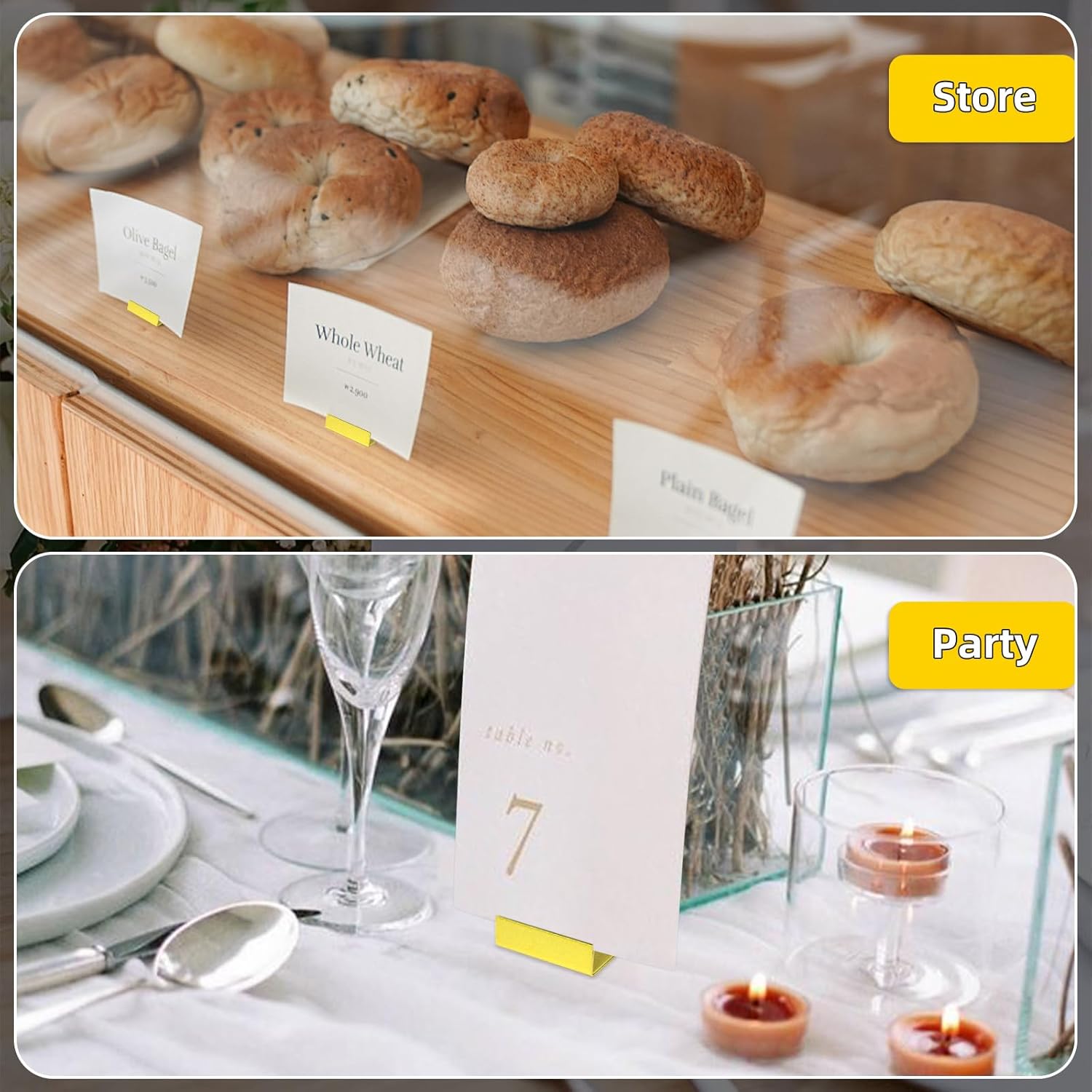 12 Pack Gold Table Number Holders for Events and Parties