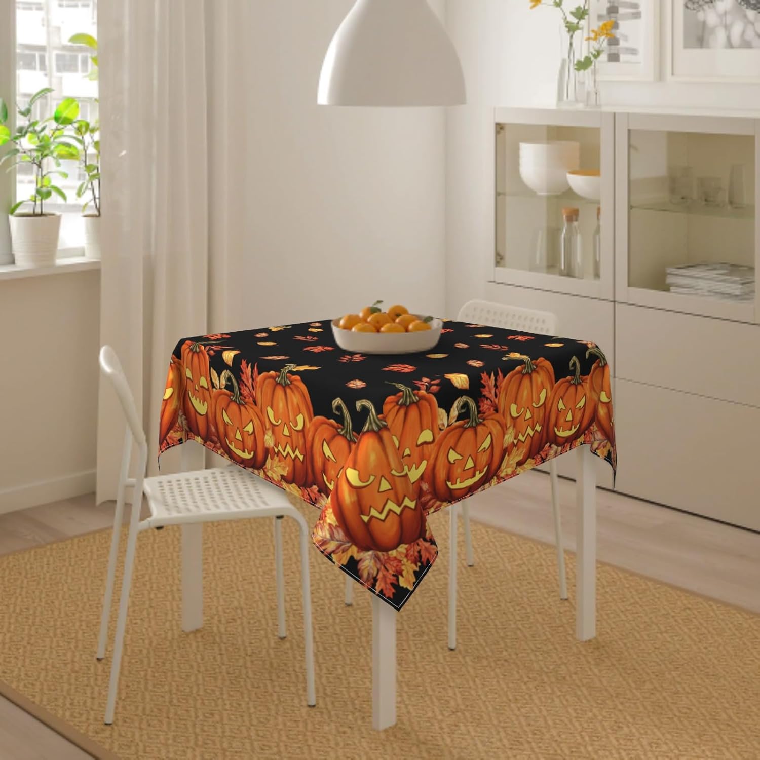 Halloween Tablecloth 54x54 Inch Square Spooky Pumpkin Decor