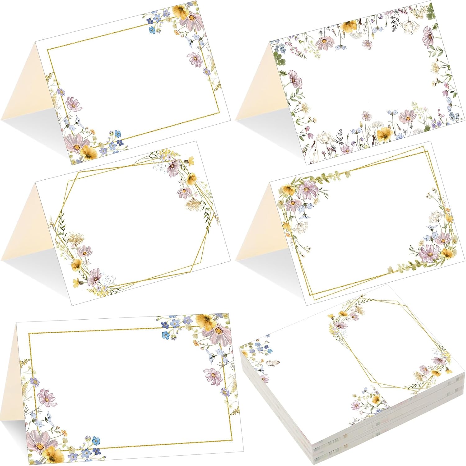 Honoson 48 Pcs Floral Wildflower Place Cards for Wedding and Events
