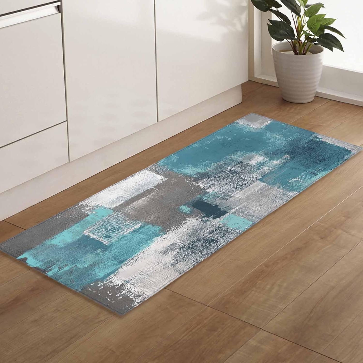 Libaoge Teal Kitchen Rugs and Mats Set of 2