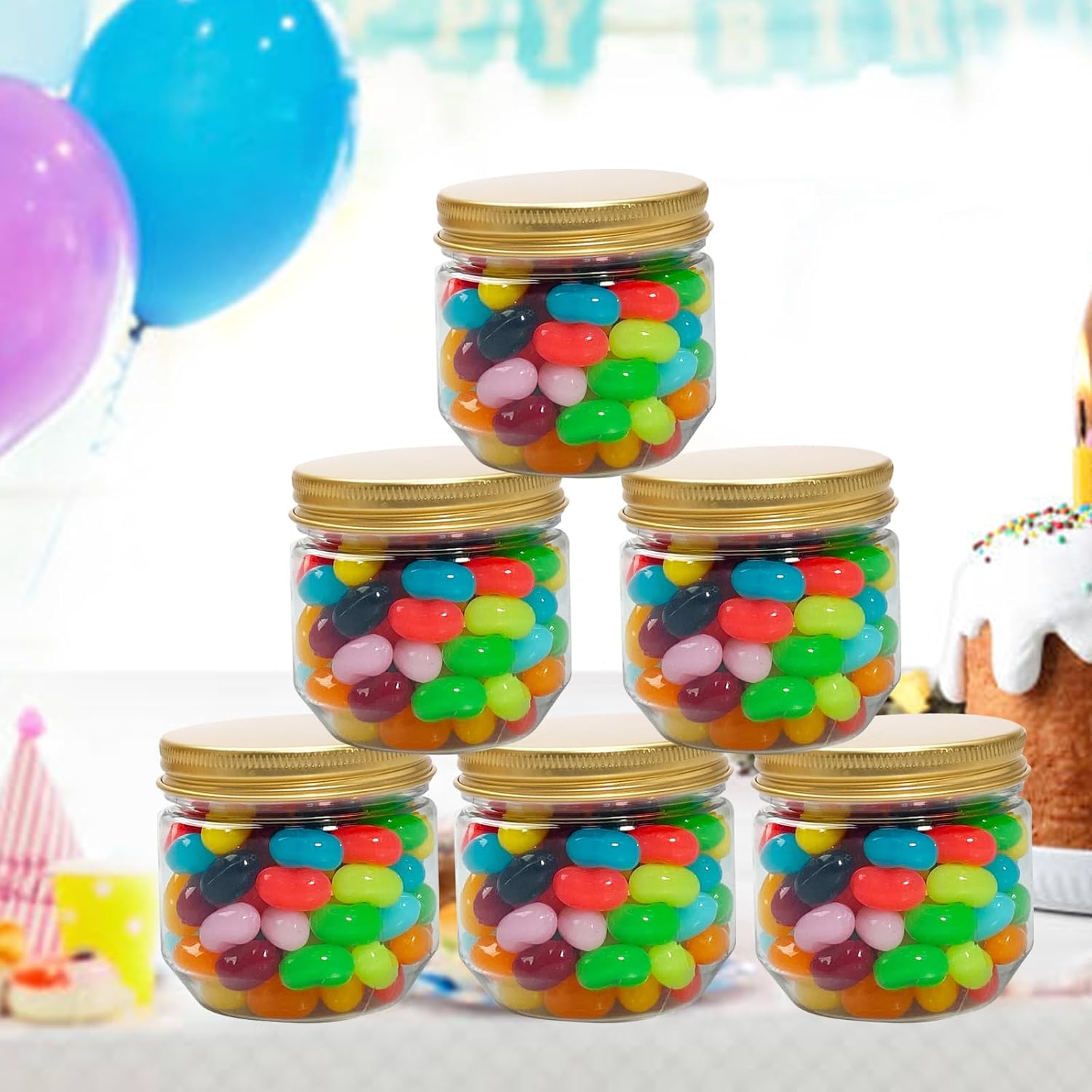 120 Pcs Clear Plastic Jars with Lids and Labels