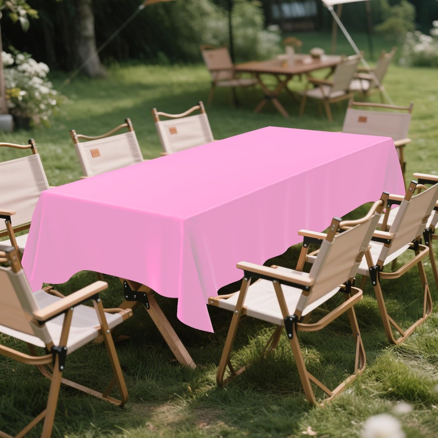 CXPSINC 2 Pack Pink Plastic Tablecloths 54x108 Inches