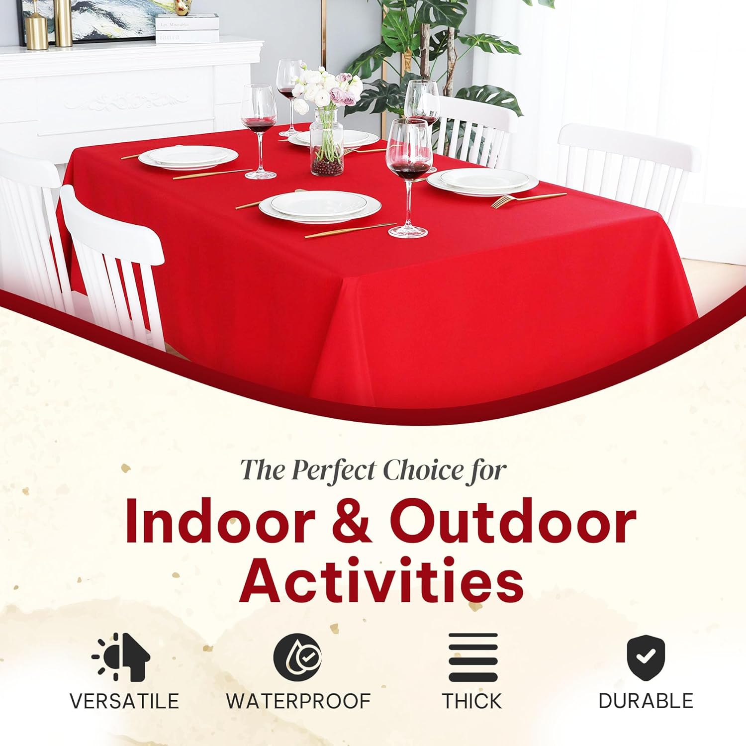 Amatra All-Purpose Plastic Table Cover Roll Red 54in x 120ft