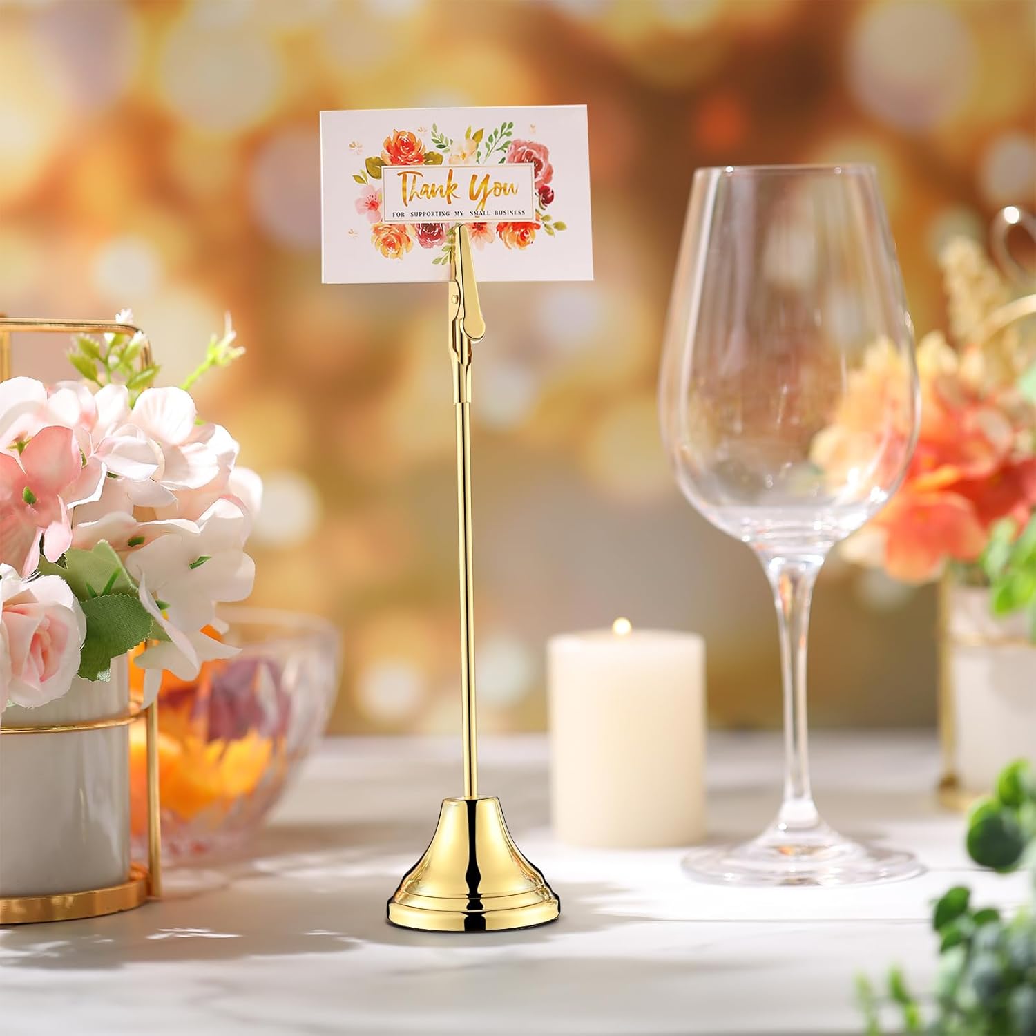 12 Pcs Gold Table Number Holders with Alligator Clip