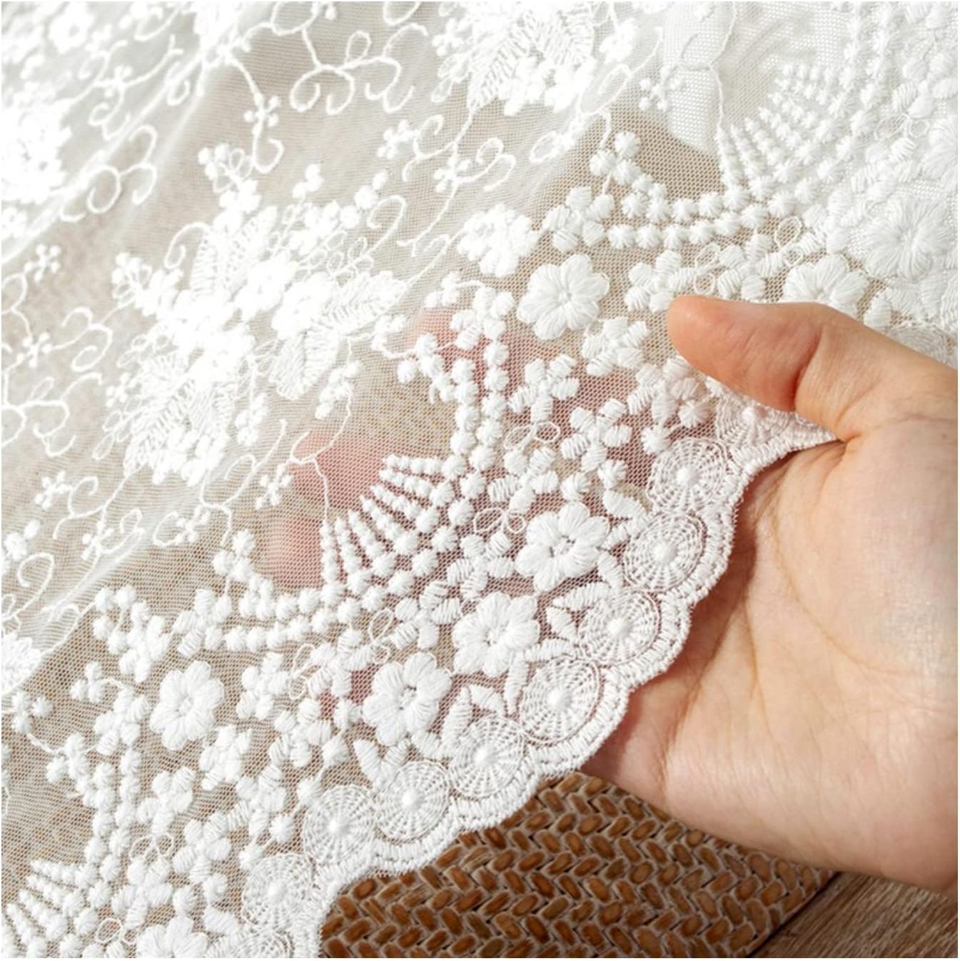 White Lace Table Runner 16x48 Inches Floral Embroidered