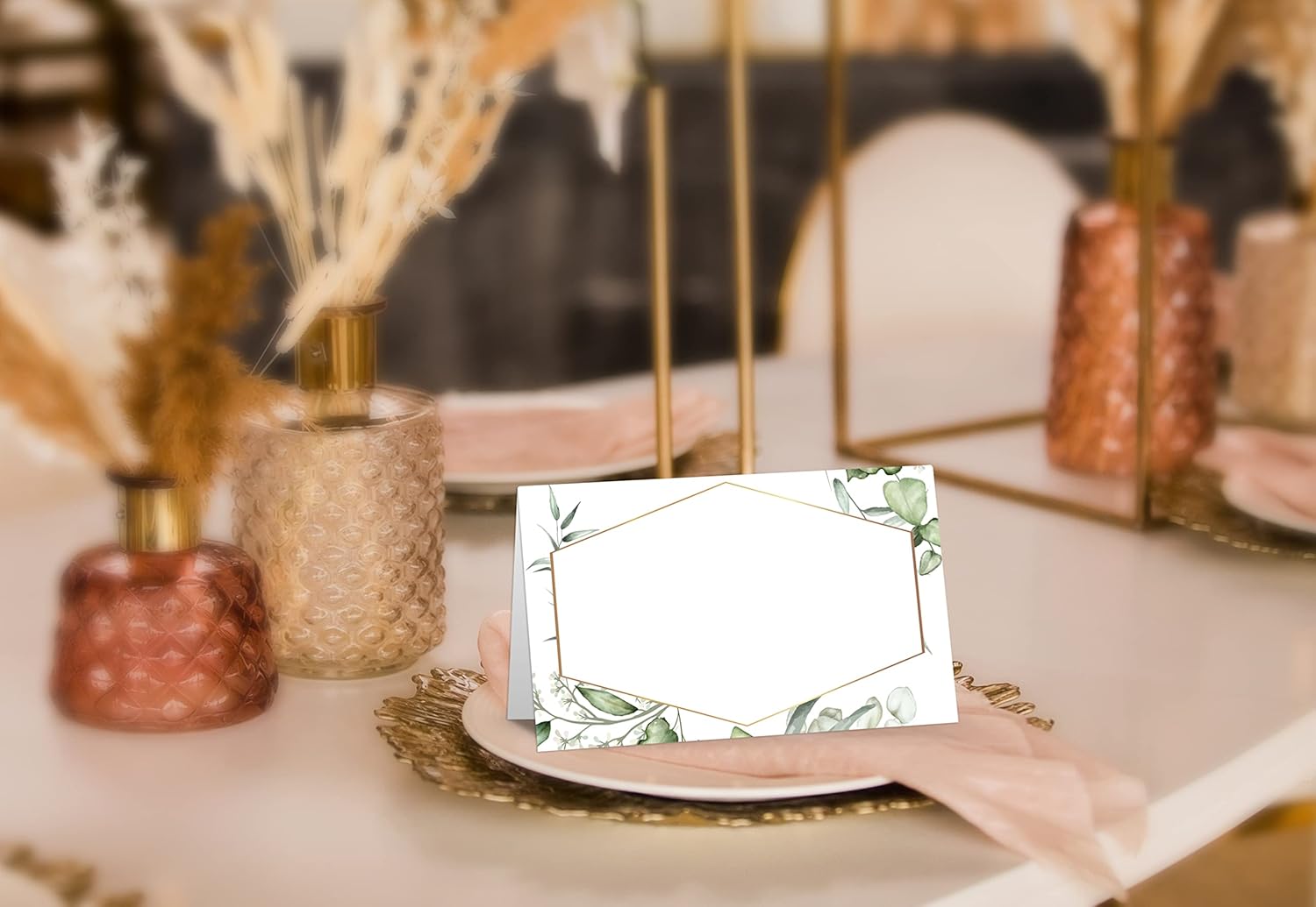 Gold Foil Greenery Table Place Card Set 25 Pcs