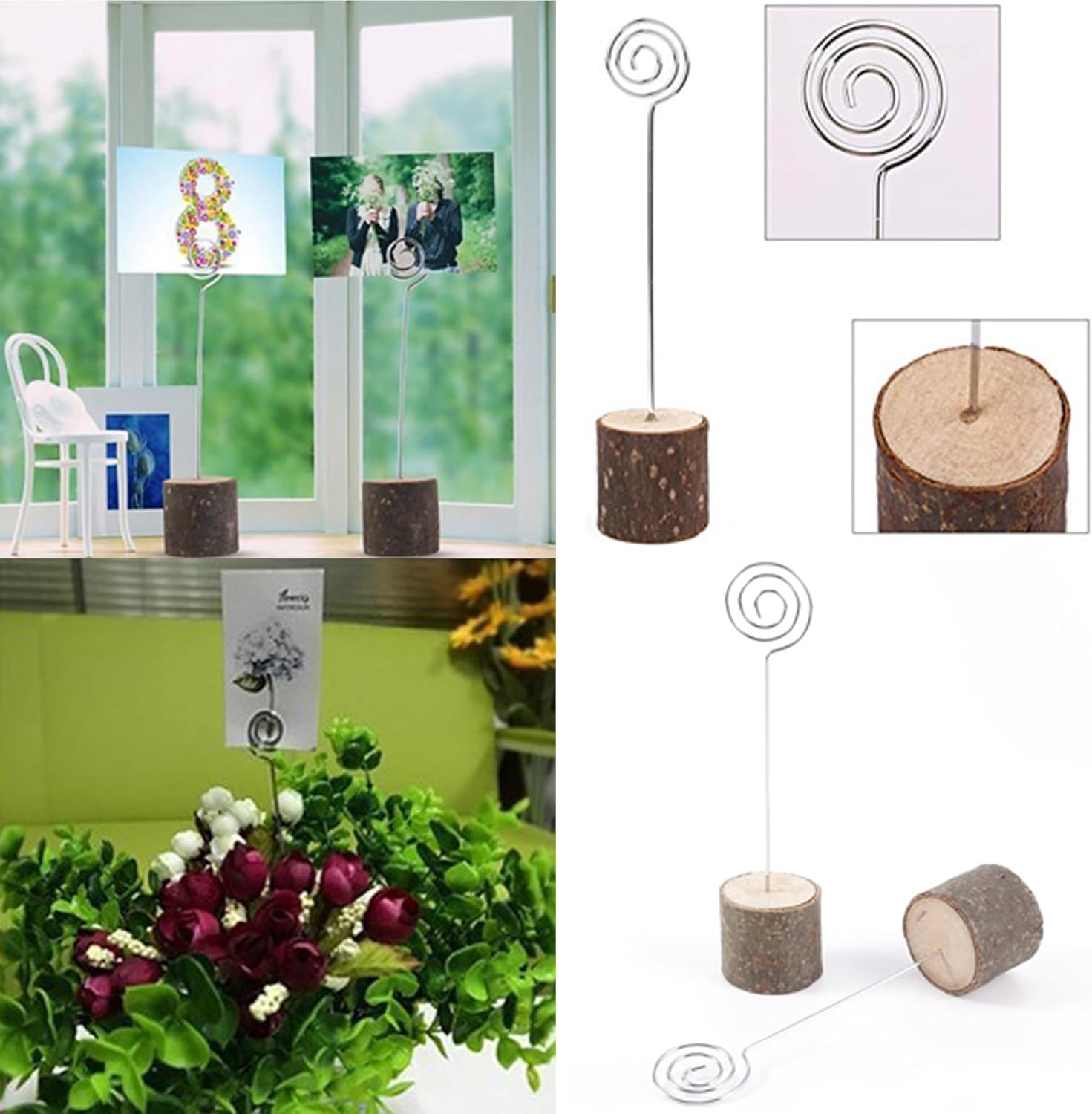 WOHENI 10Pcs Rustic Wood Place Card Holders