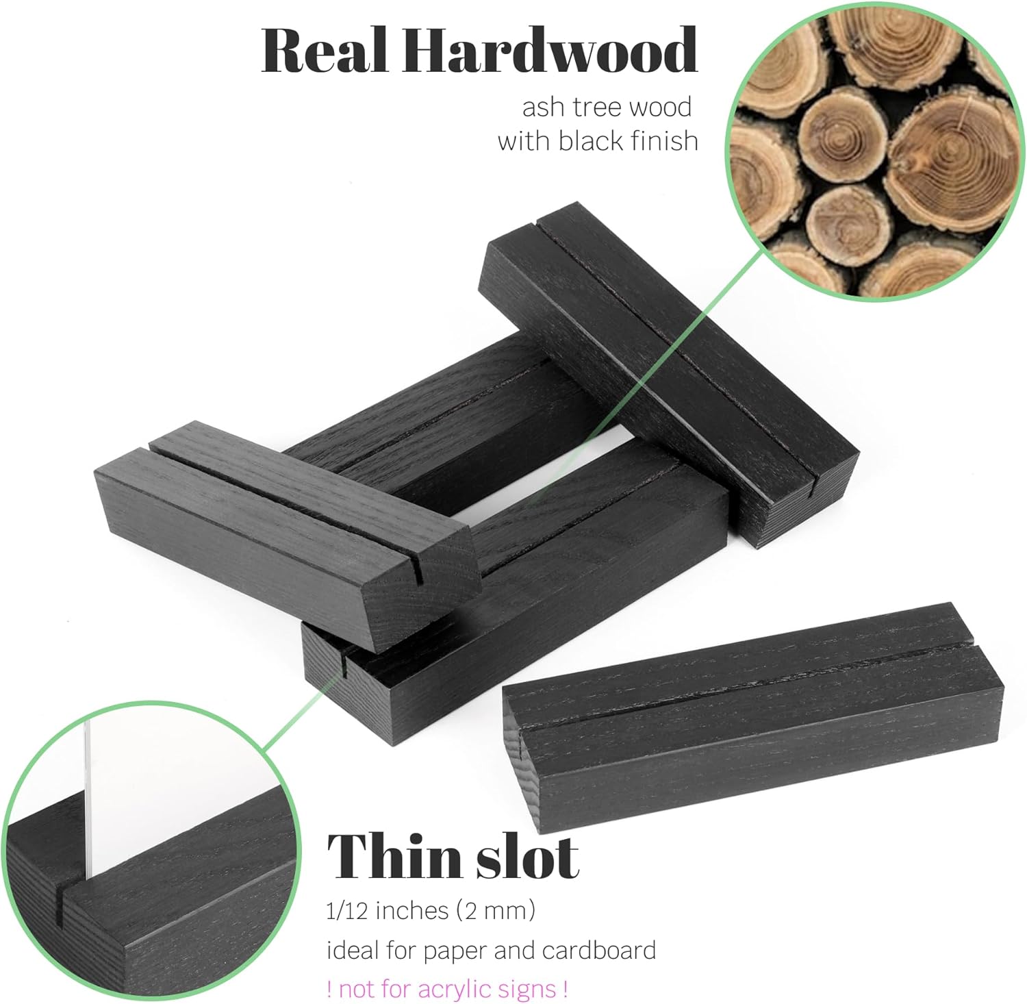 10 Pack Black Wood Place Card Holders for Events