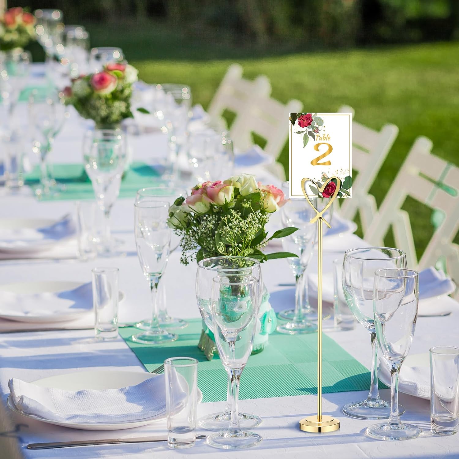 Kosiz 12 Pcs Gold Heart Table Number Holders