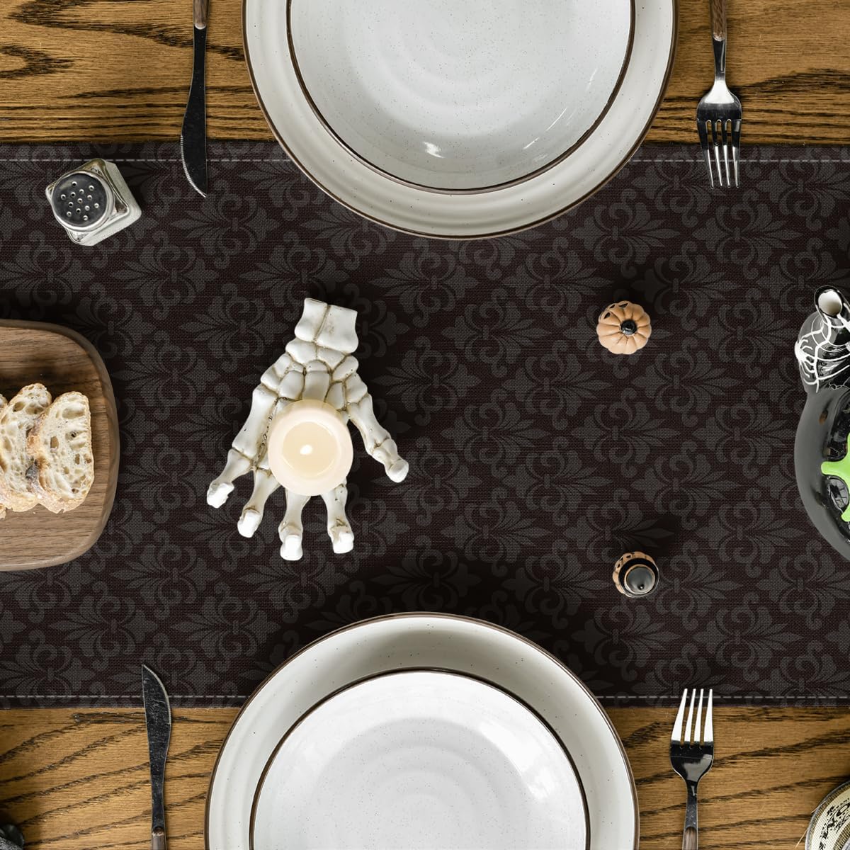 Artoid Mode Boo Black Cat Pumpkins Halloween Table Runner
