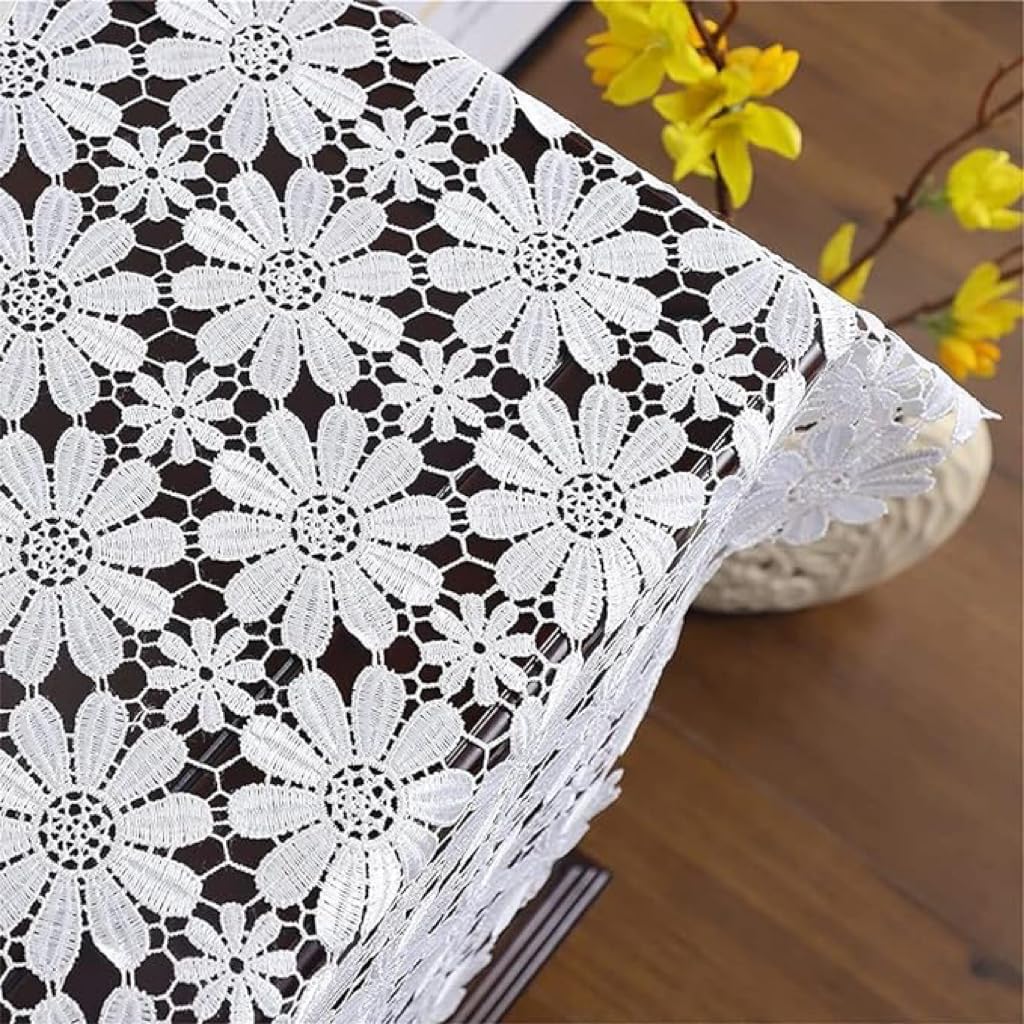 White Flower Lace Table Runner for Home Kitchen Wedding Banquet