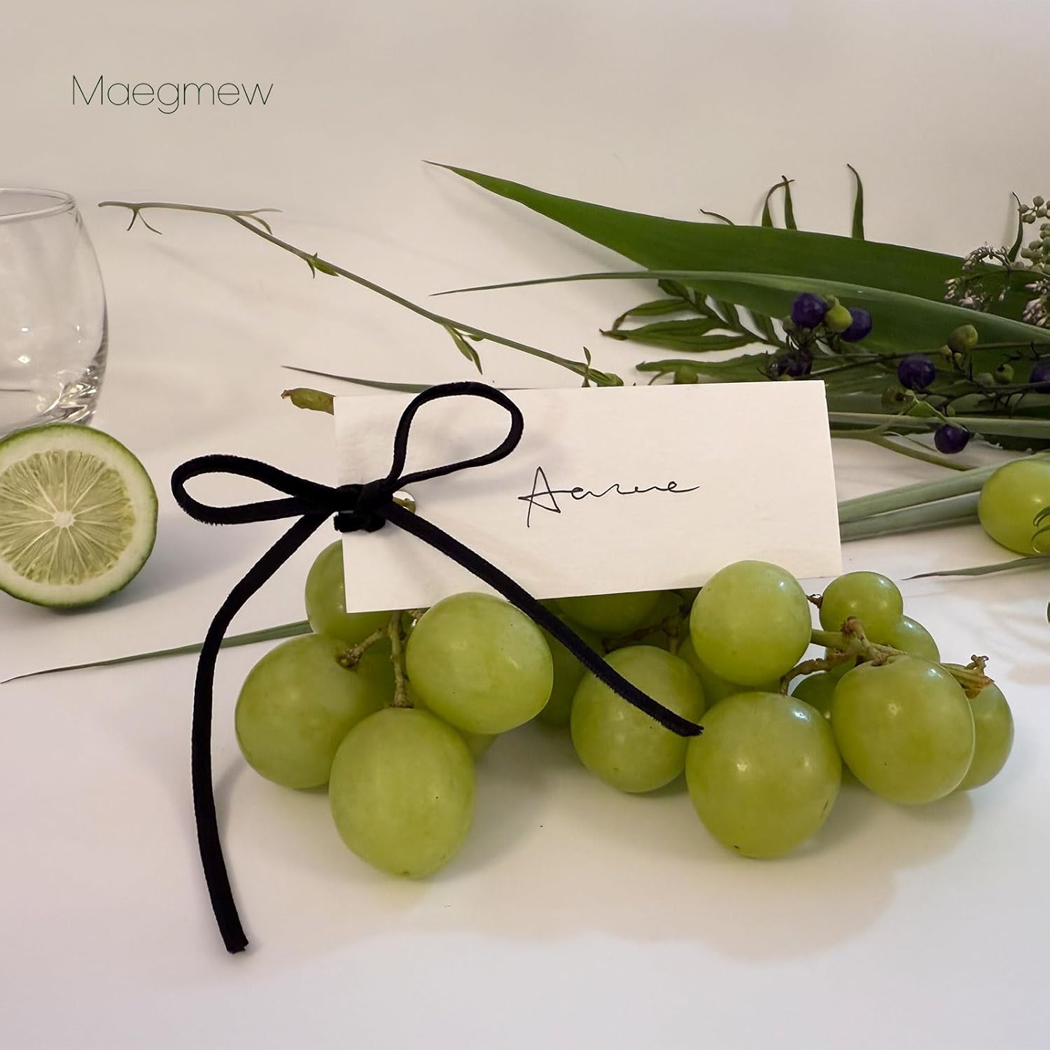 50 Pcs Place Cards with Velvet Ribbons for Wedding Events