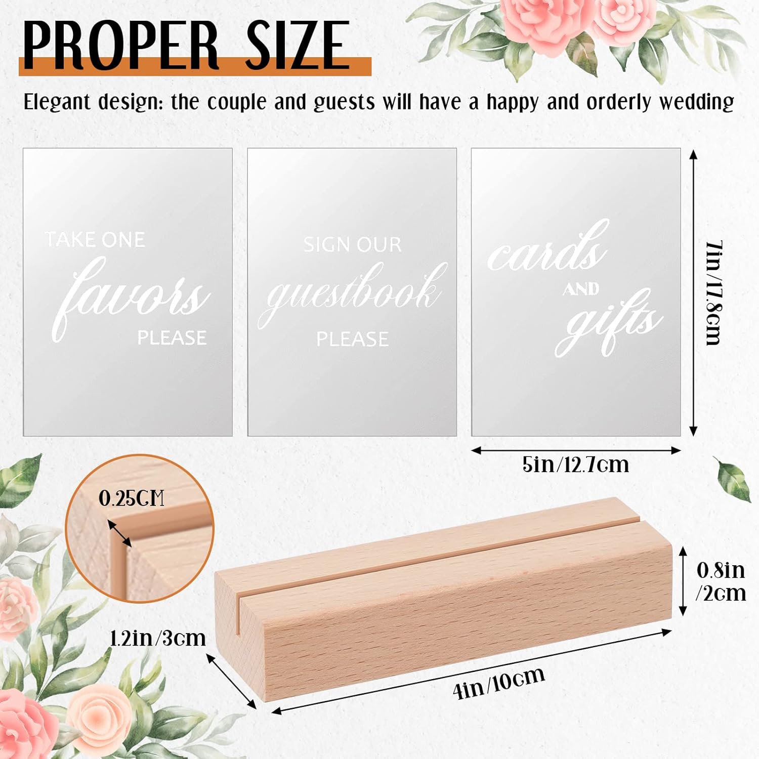 Yinkin 3 Pcs Acrylic Wedding Signs with Stand