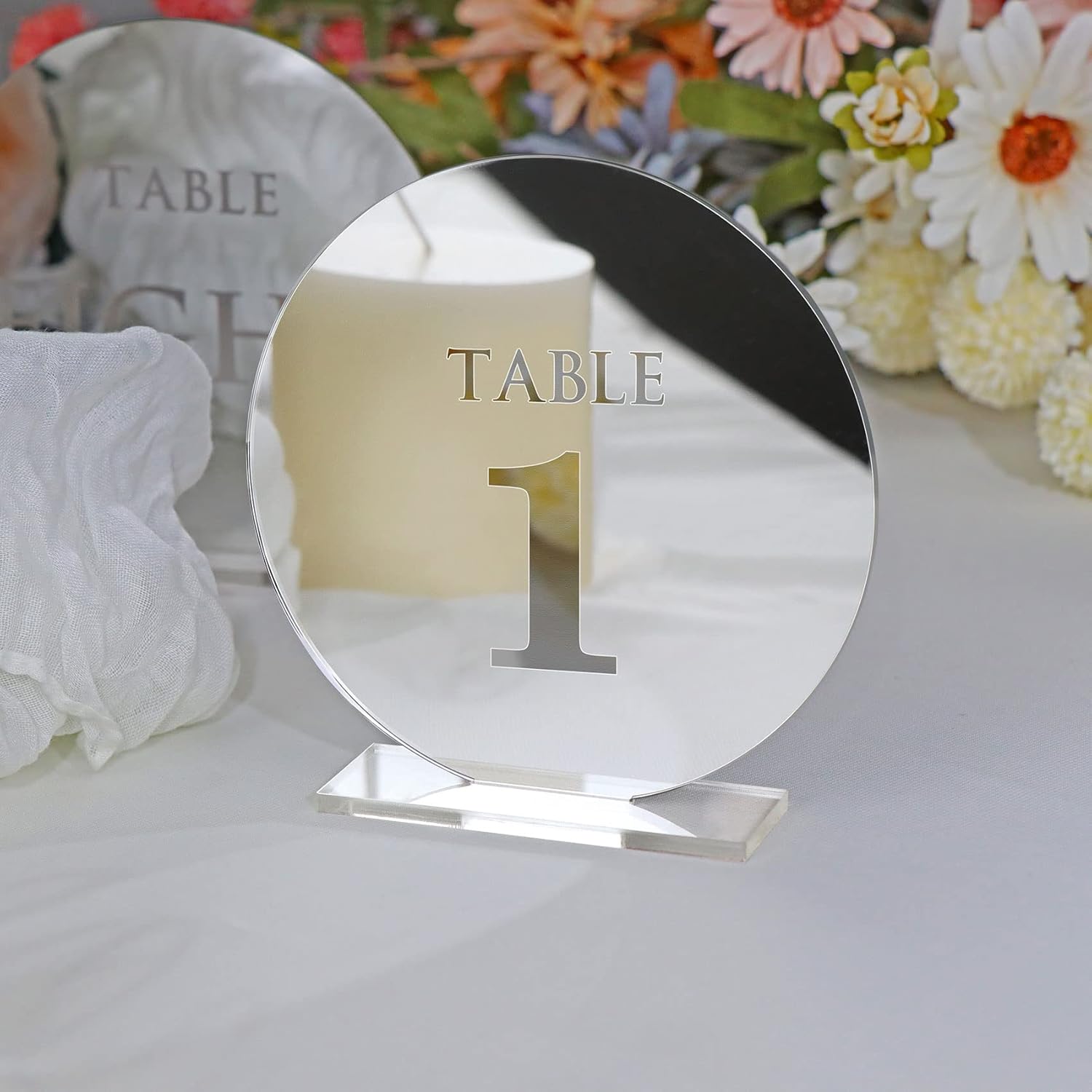 Mirror Gold Acrylic Table Numbers 1-15 with Stands