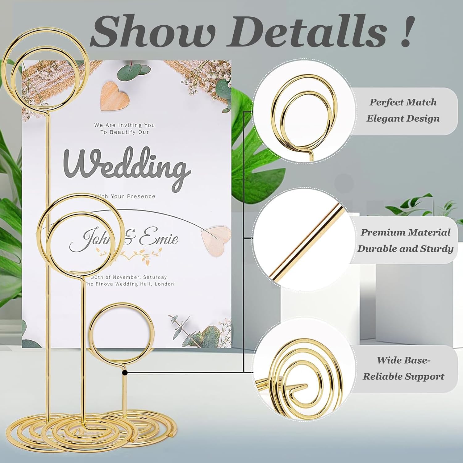 20Pcs Table Number Holders Gold 335Inch Wedding Party Use