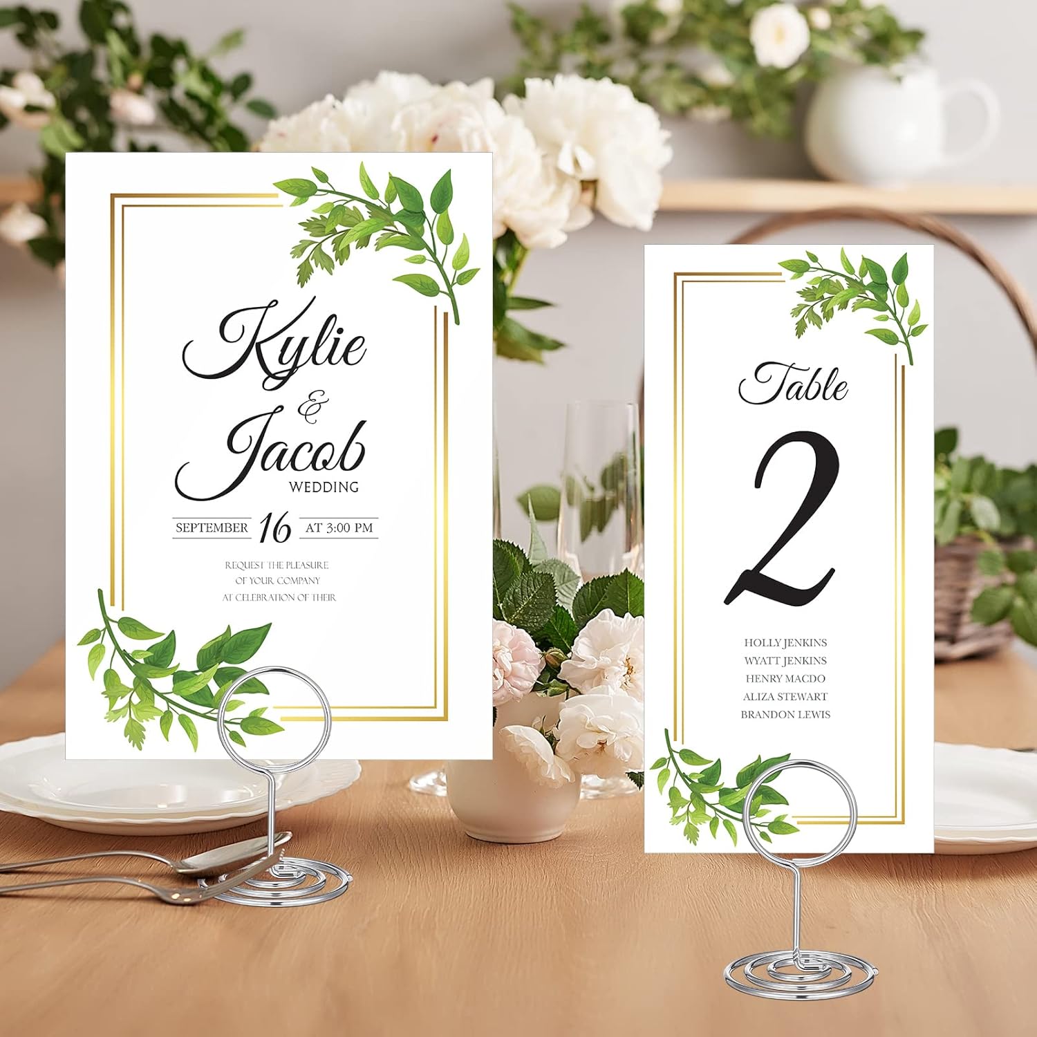 100 Mini Place Card Holders - 2 Inch Silver Table Number Stands