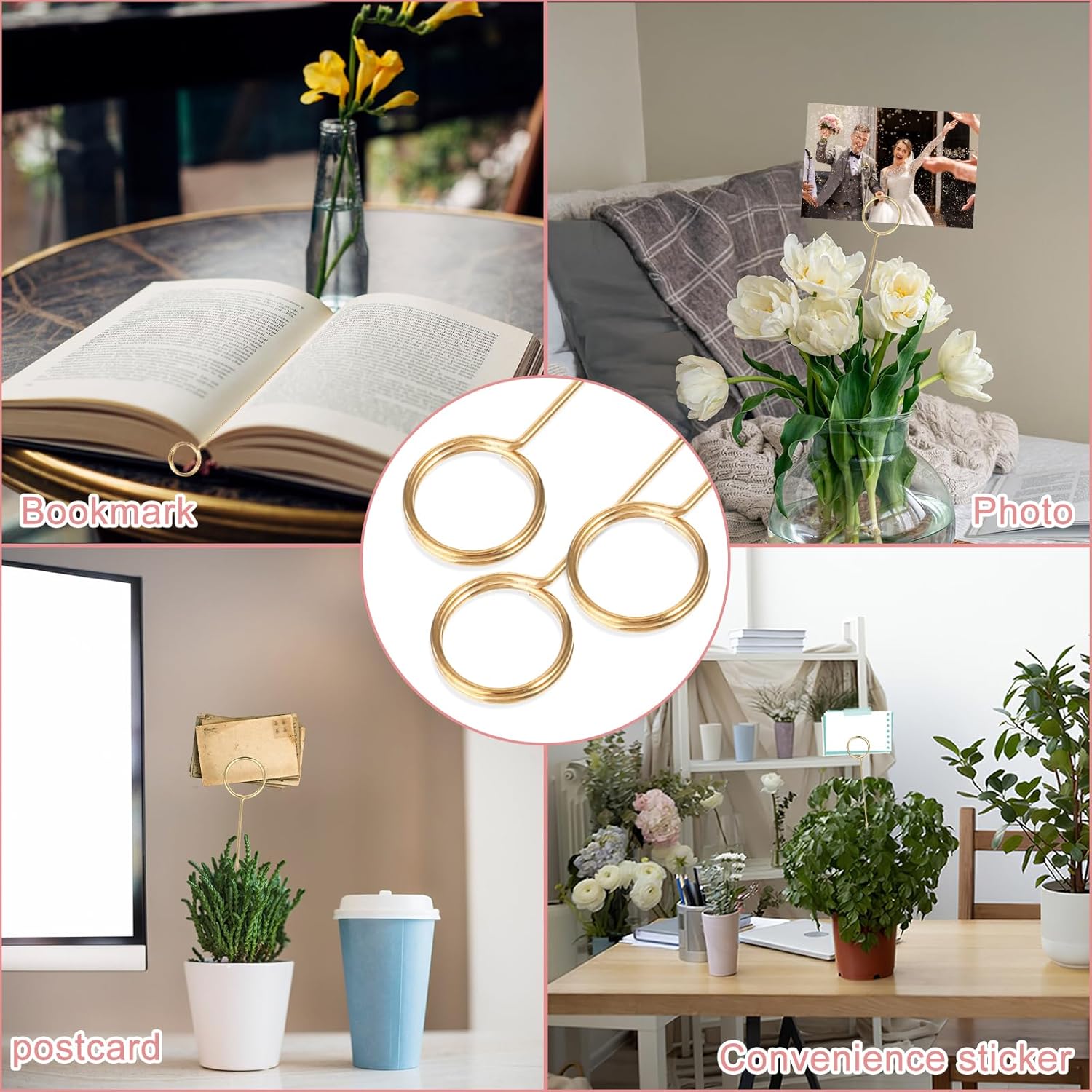 20Pcs Gold Round Place Card Holder for Wedding Parties