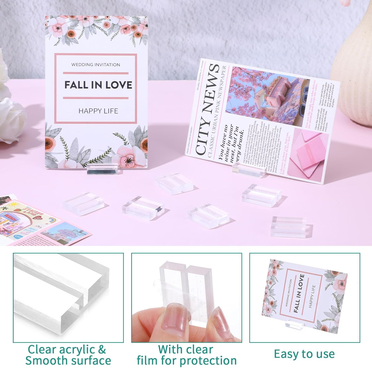 50 Pcs Clear Acrylic Place Card Holders for Wedding and Events