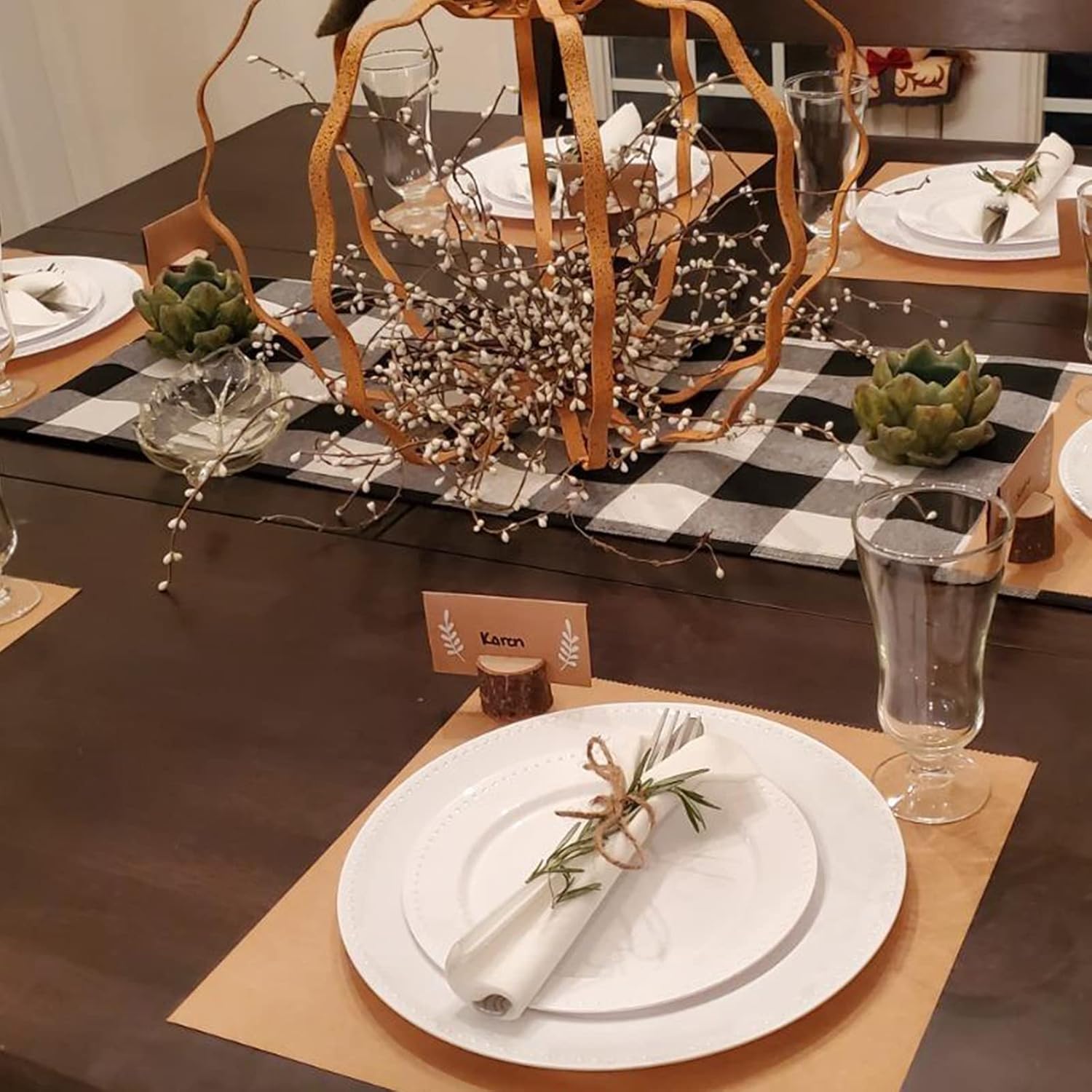 30 Pcs Rustic Wood Place Card Holders with Kraft Cards