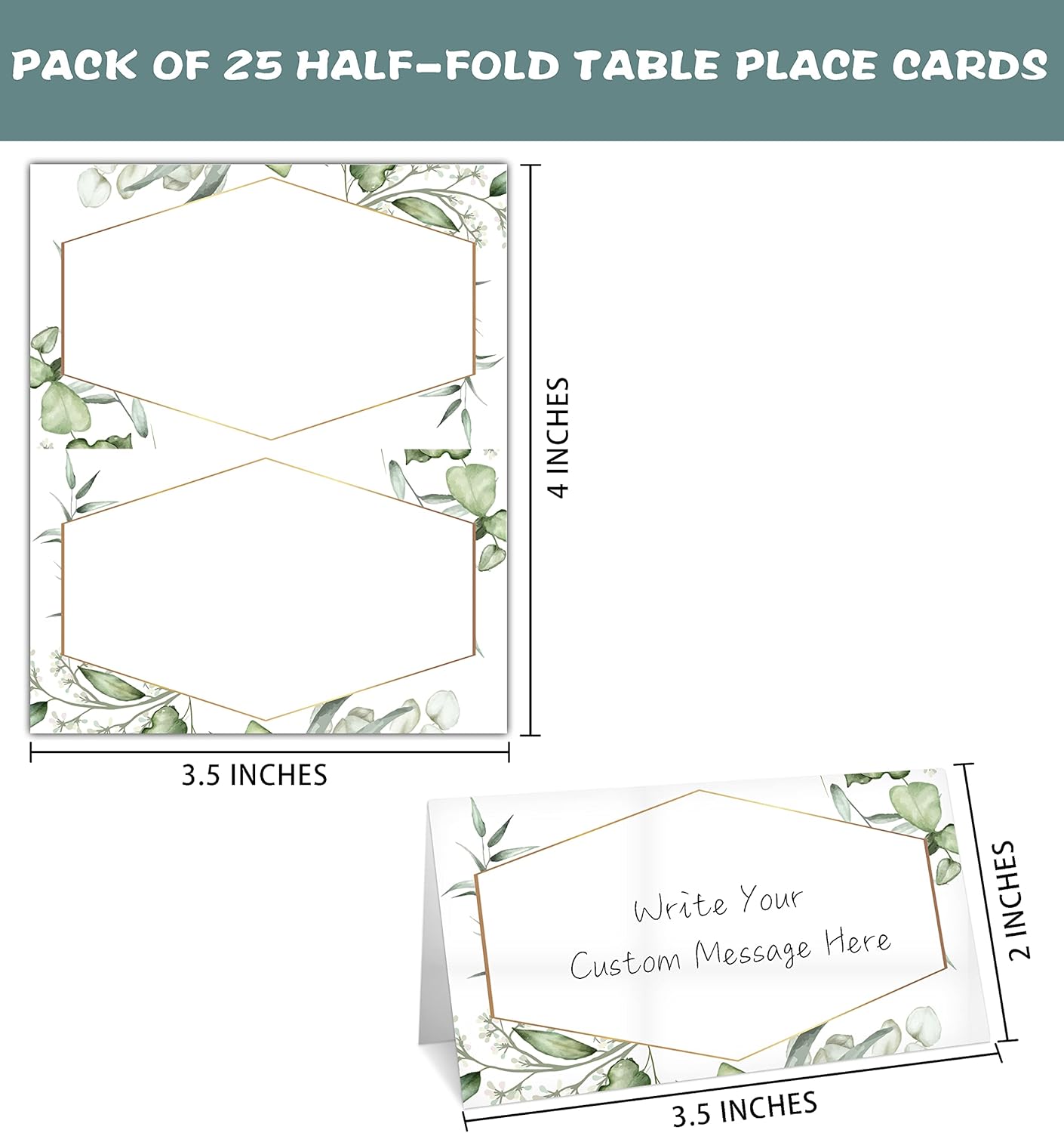 Gold Foil Greenery Table Place Card Set 25 Pcs