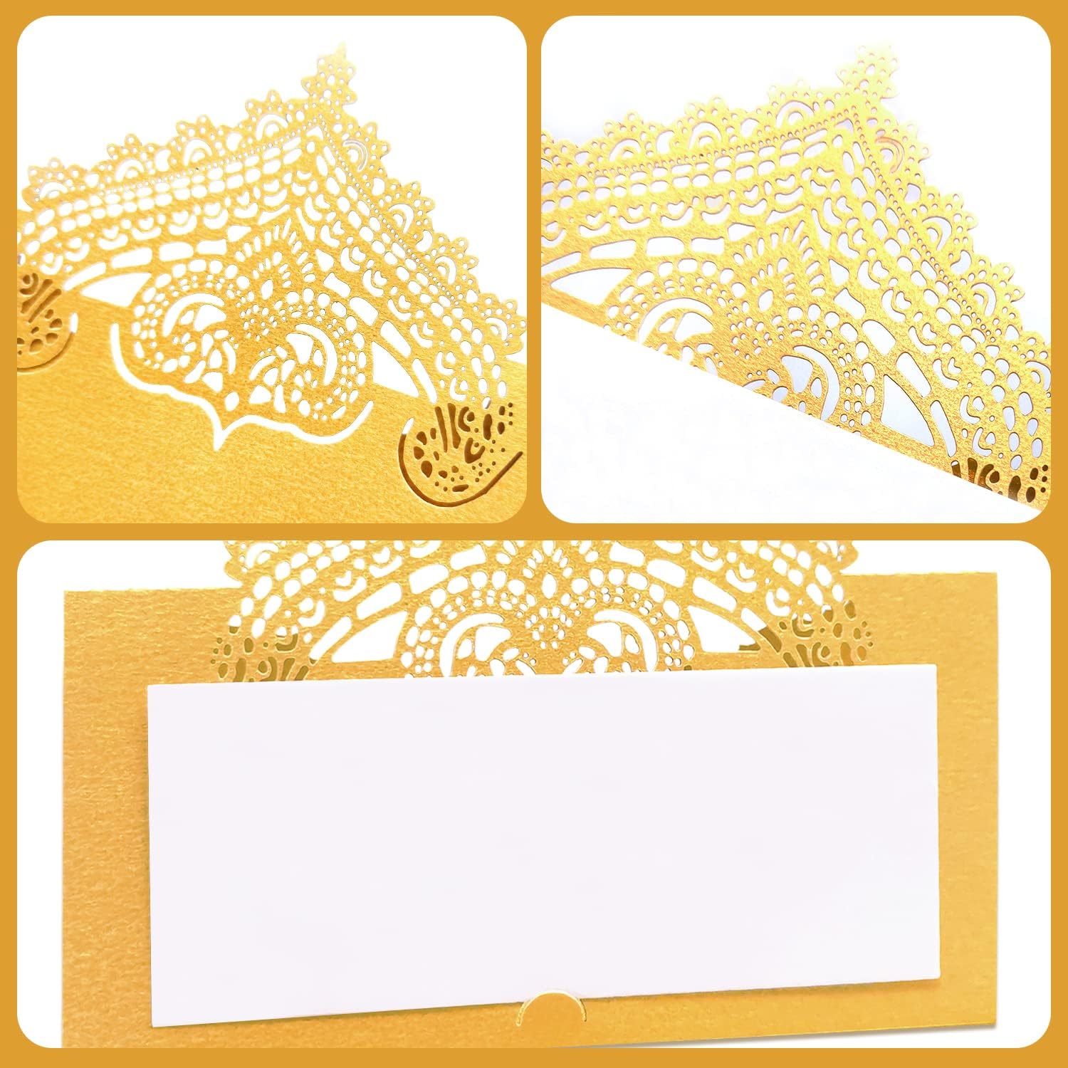 50 PCS Gold Tented Wedding Place Cards Blank Cardstock for Parties
