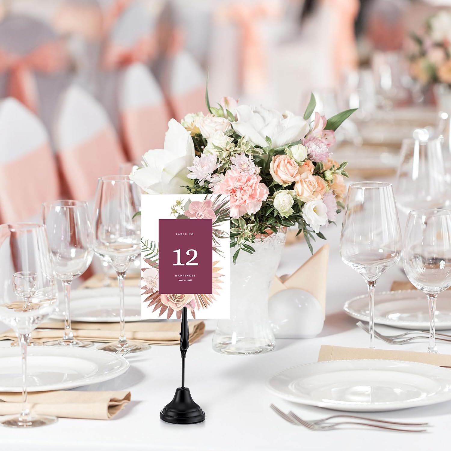 12 Pcs Table Number Holders with Alligator Clip Black