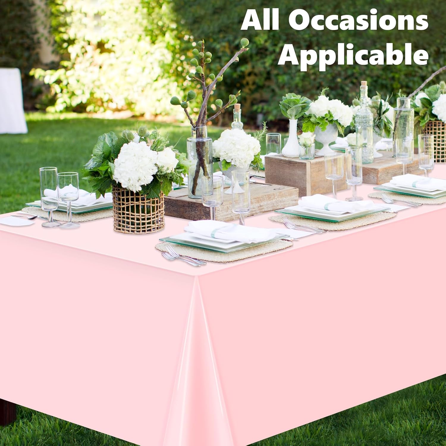 3 Pack Pink Plastic Table Cloths for 8 Foot Table