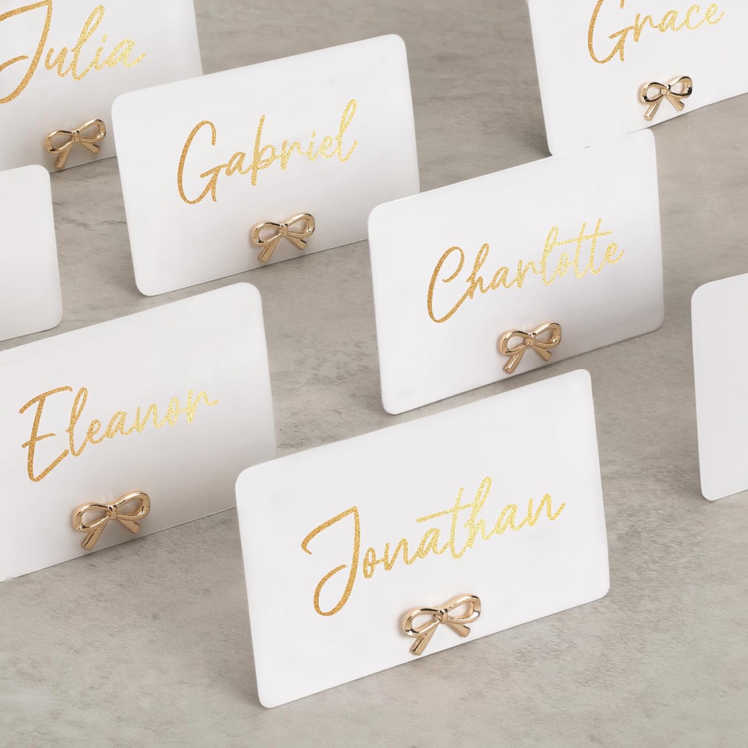 UNIQOOO 12Pcs Decorative Ribbon Bow Place Card Holders Set