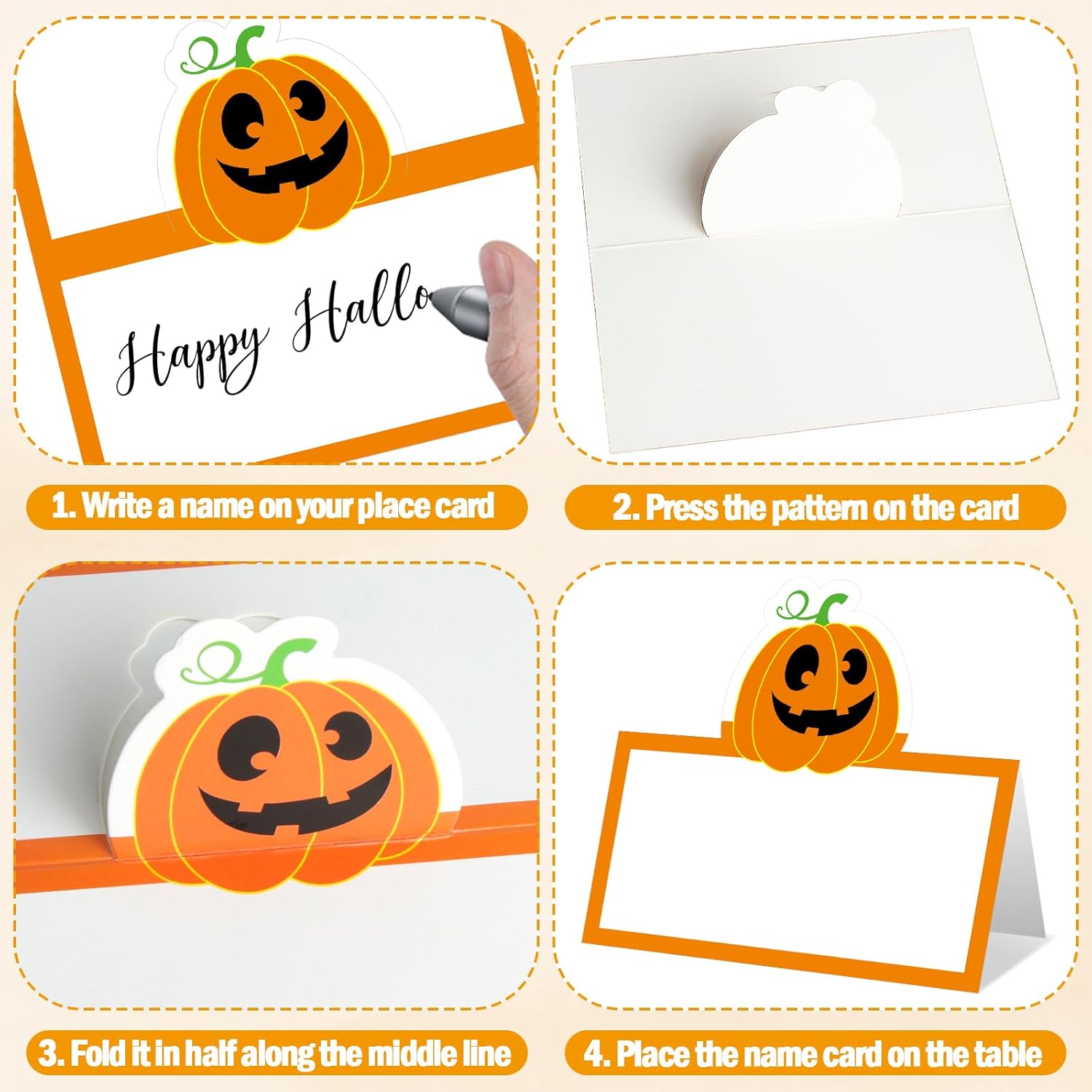 48 Pcs Halloween Place Cards with Funny Designs