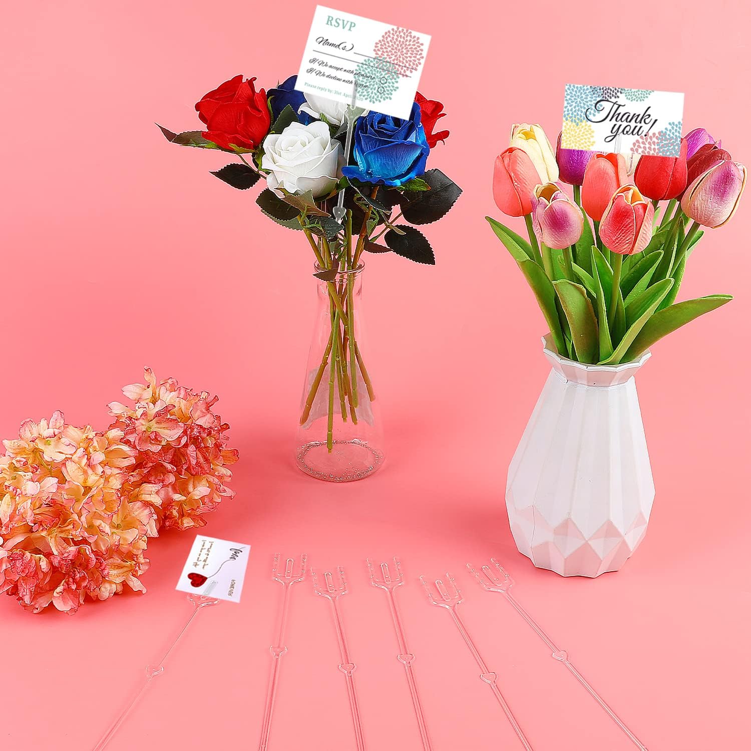 CCINEE 100pcs Clear Plastic Floral Pick Holders 9 Inches