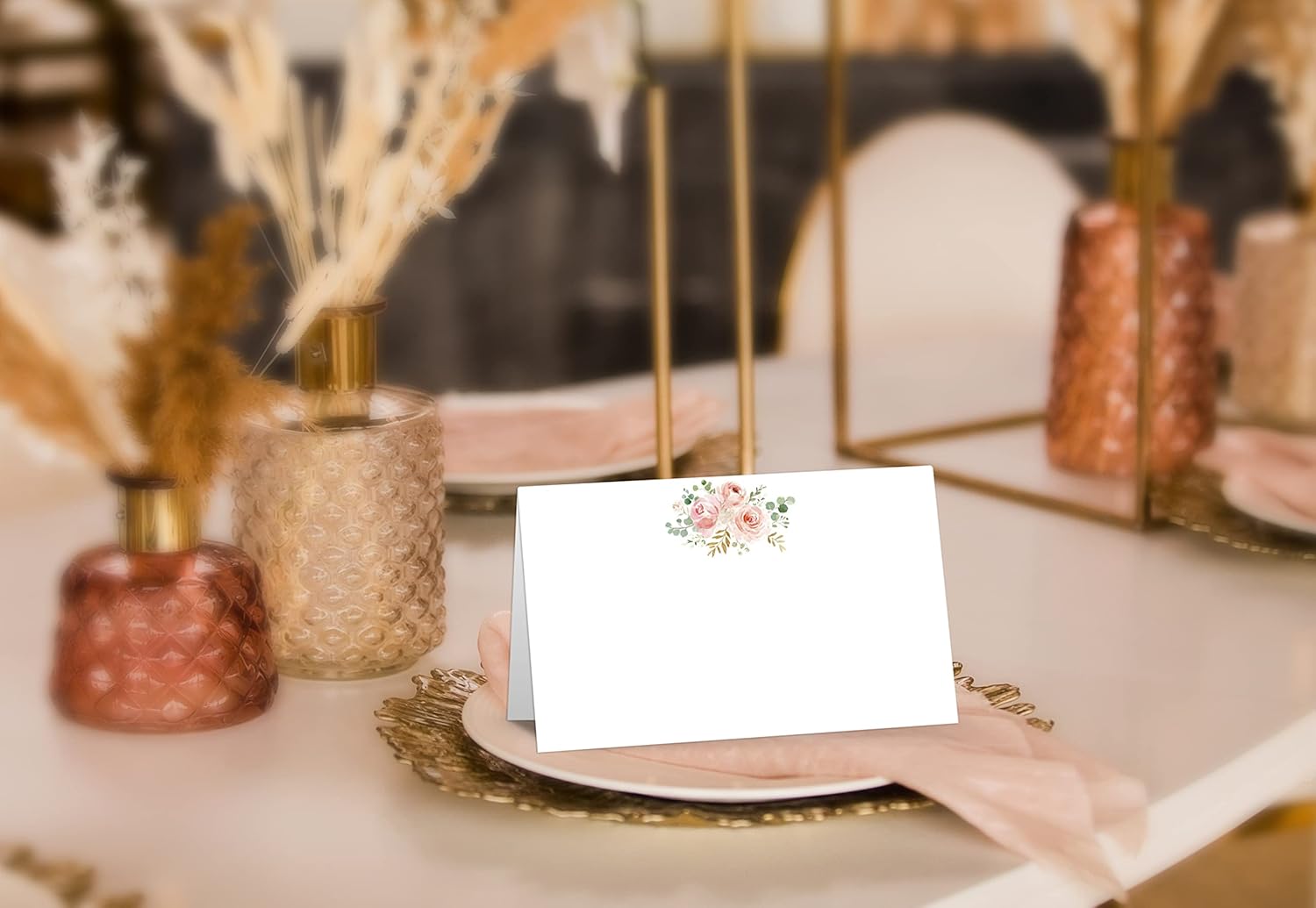 Boho Floral Blush Pink Place Cards 25 Pcs Set for Parties