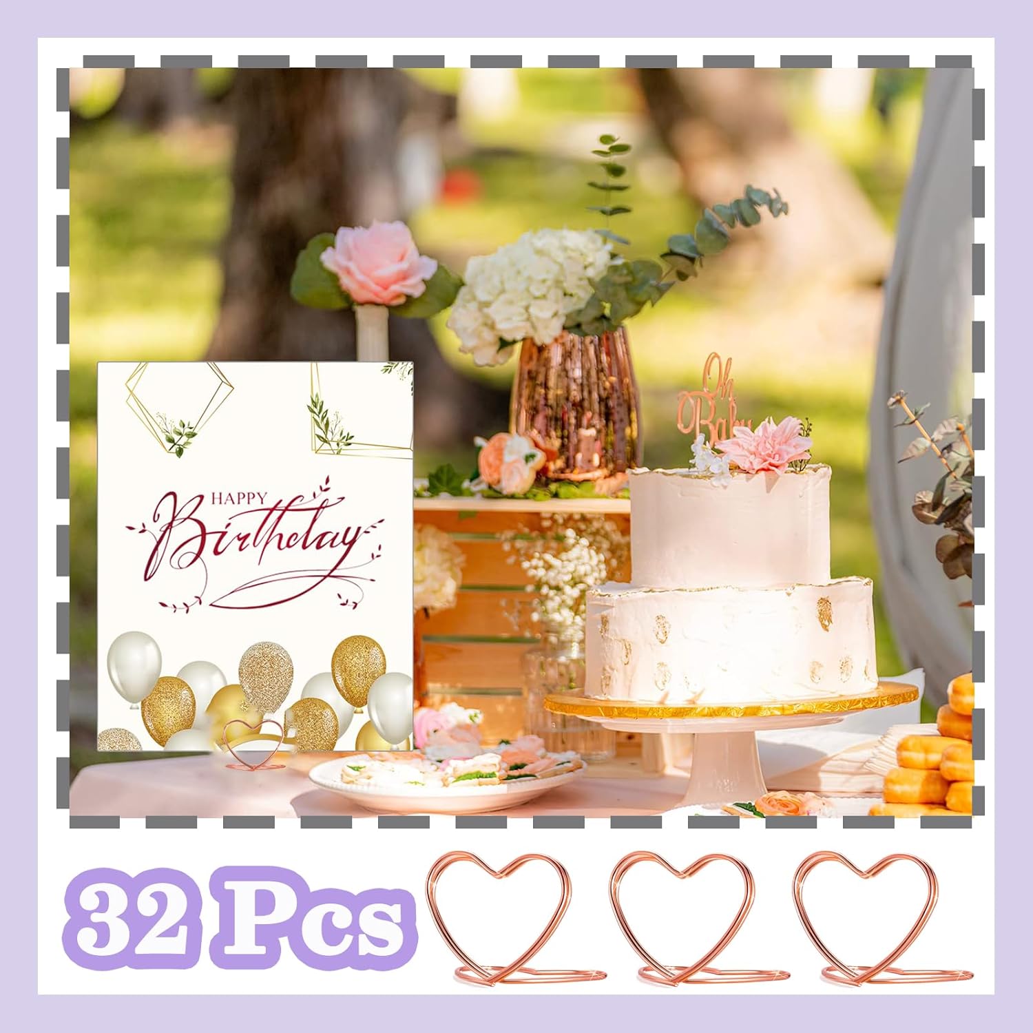 Cunglin Gold Heart Shape Place Card Holders 32 Pcs