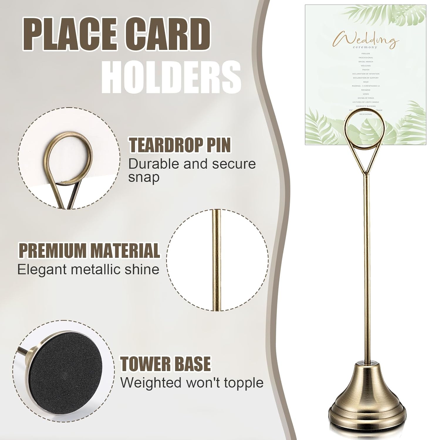 Marspark 16 Pcs 8 Inch Metal Table Number Holders