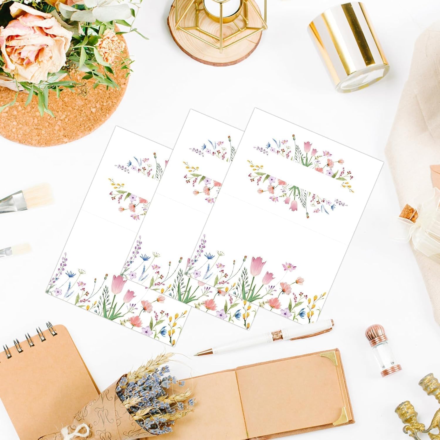 50 Pcs Floral Place Cards for Wedding and Party